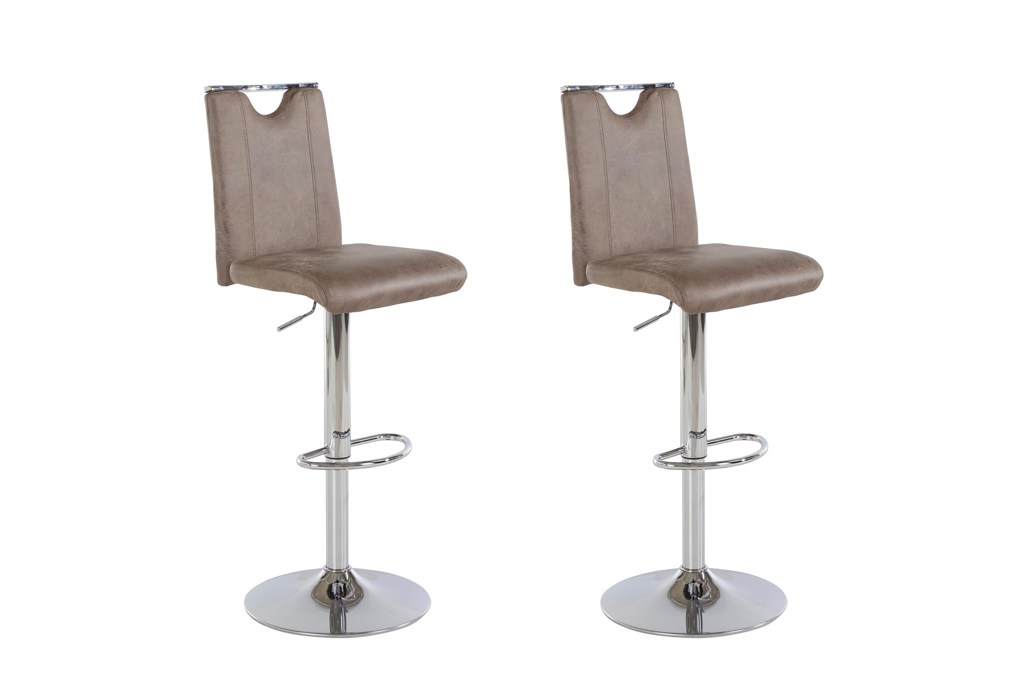 byLIVING Barhocker FIRE, 2-er Set, Bezug braun, Gestell chrom, 360&deg; drehbar - Bild 1