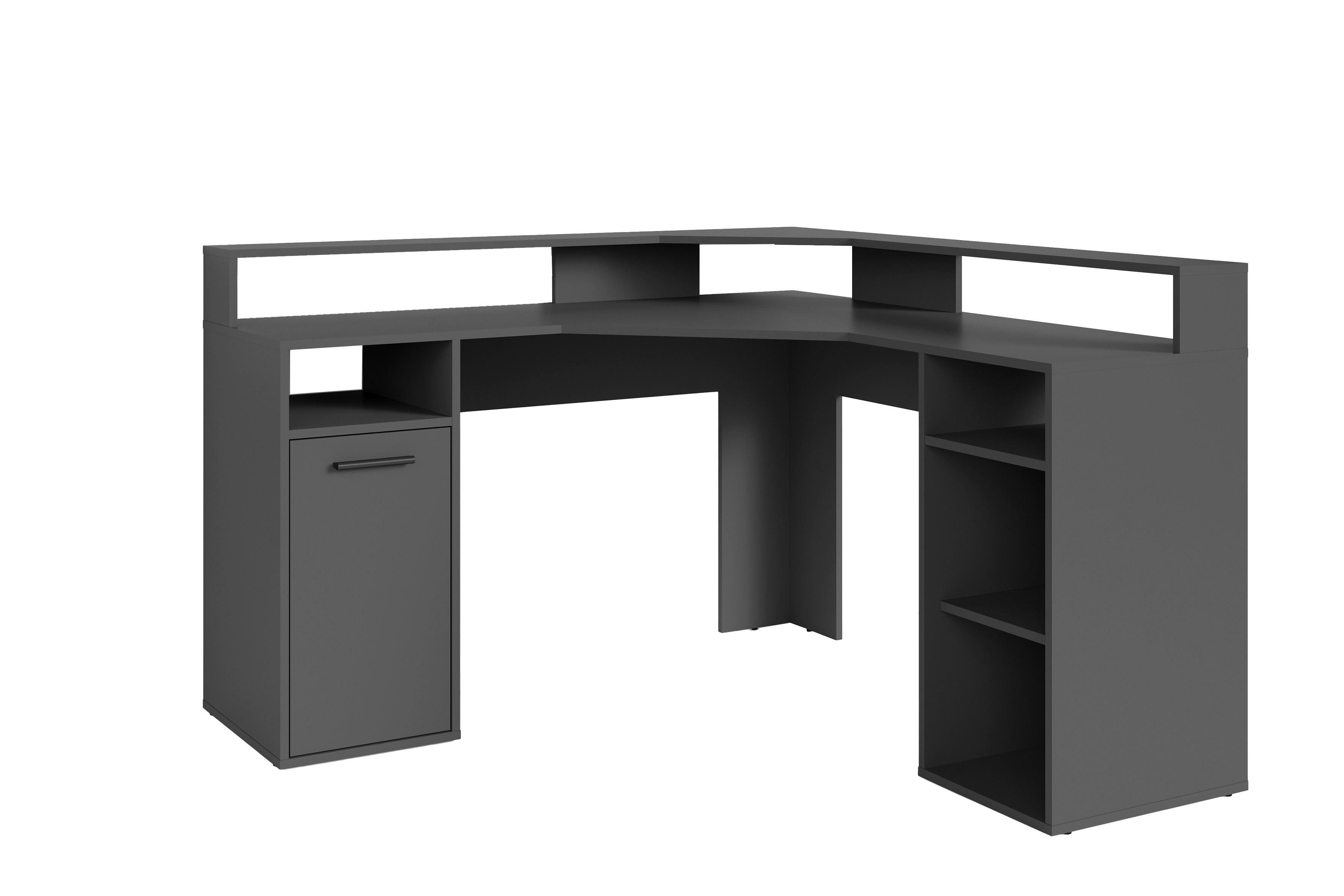 byLIVING Schreibtisch FOX, Breite 139 cm, anthrazit, offene F&auml;cher, T&uuml;r, Ablage - Bild 1