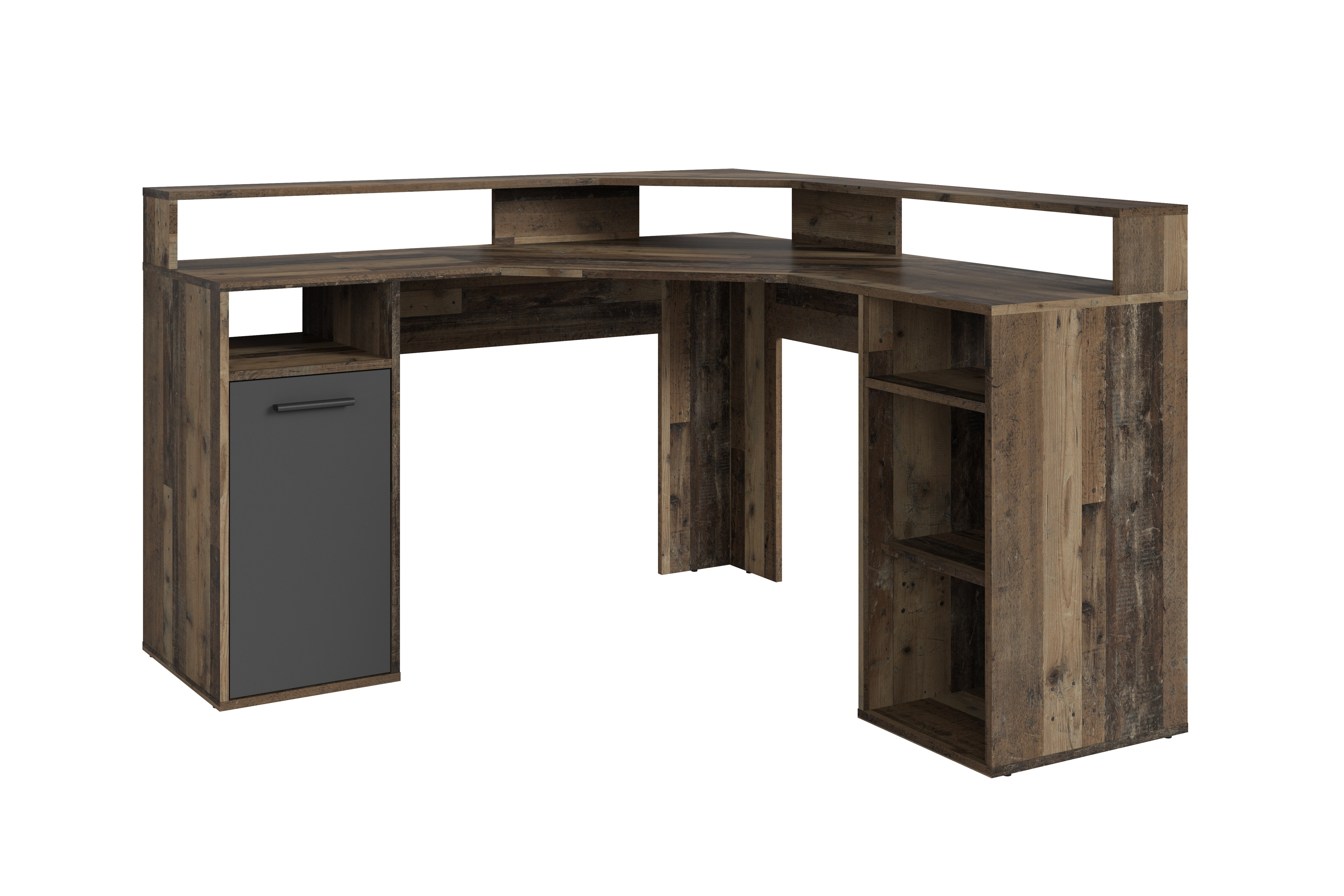 byLIVING Schreibtisch FOX, Breite 139 cm, Old Wood (Altholz-Optik)/anthrazit - Bild 1