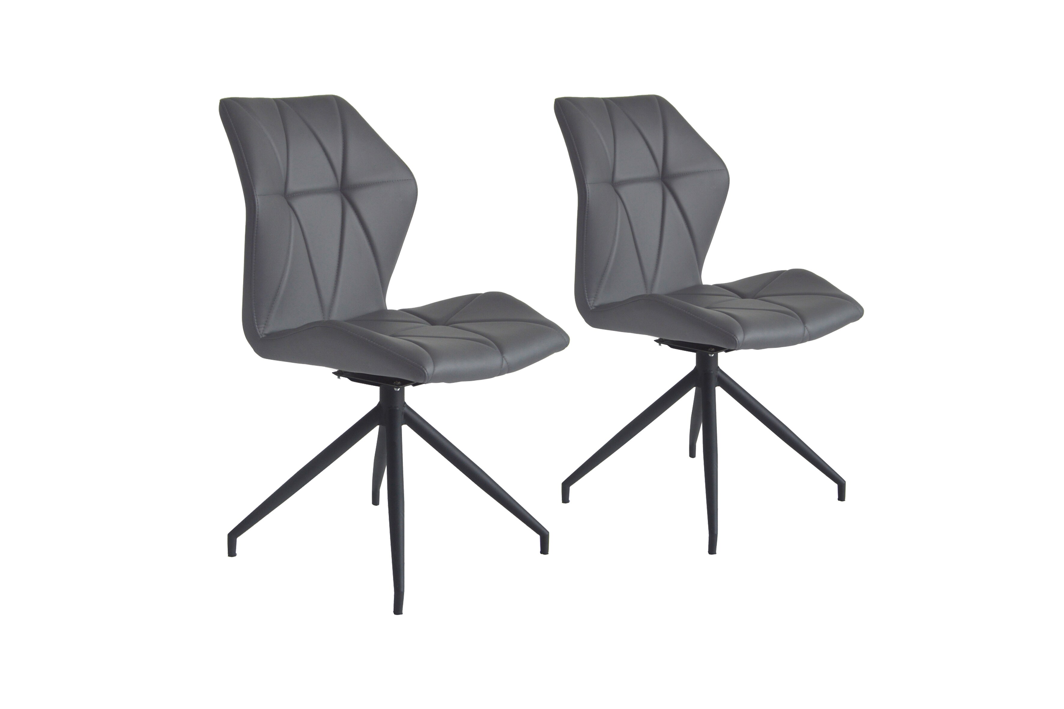 byLIVING Esszimmerstuhl IMKE, 2-er Set, Kunstleder grau, Gestell Metall schwarz - Bild 1