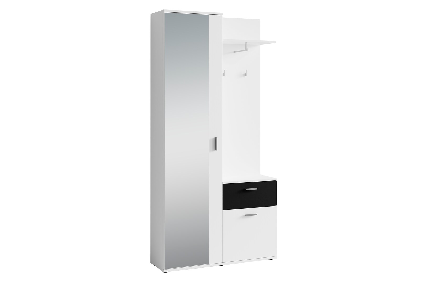byLIVING Garderobe JAKOB, Breite 97 cm, schwarz/weiß, Spiegel, viel Stauraum | 04251942203165