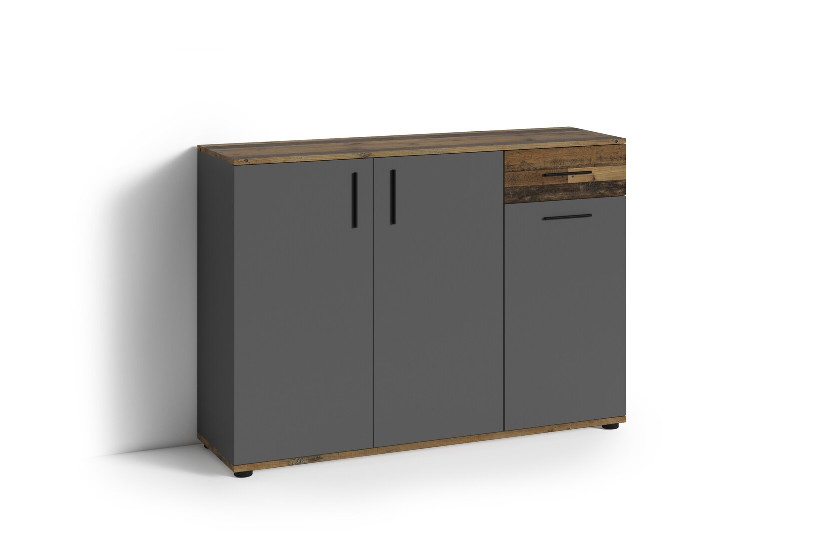 byLIVING Kommode JAKOB, Breite 110 cm, Old Wood (Altholz-Optik)/anthrazit