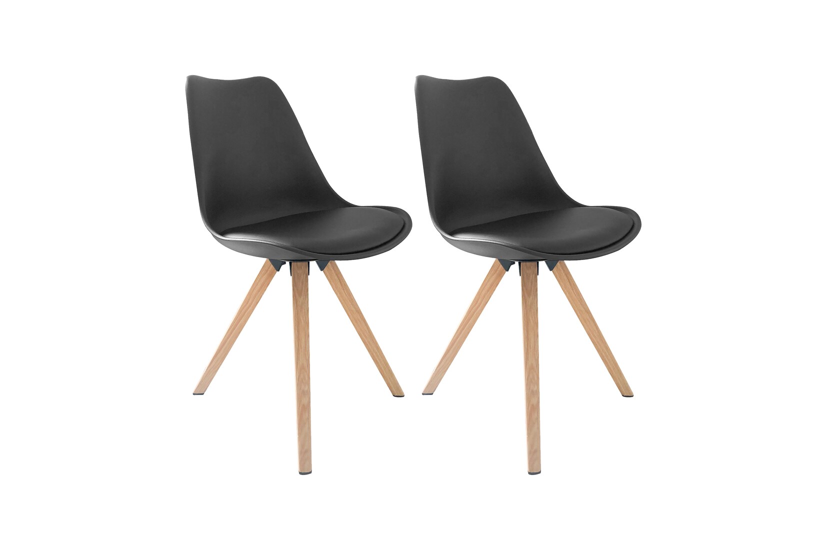 byLIVING Esszimmerstuhl KIRA, 2-er Set, Kunstleder schwarz, Gestell Eiche-Optik