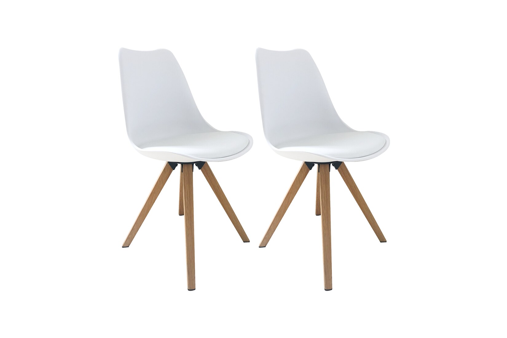 byLIVING Esszimmerstuhl KIRA, 2-er Set, Kunstleder weiß, Gestell Eiche-Optik