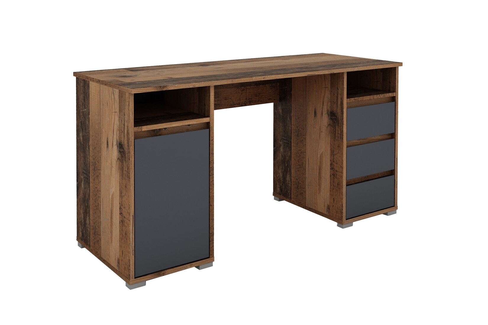 byLIVING Schreibtisch LOBO, Breite 138 cm, Old Wood (Altholz-Optik)/anthrazit | 04251942212136