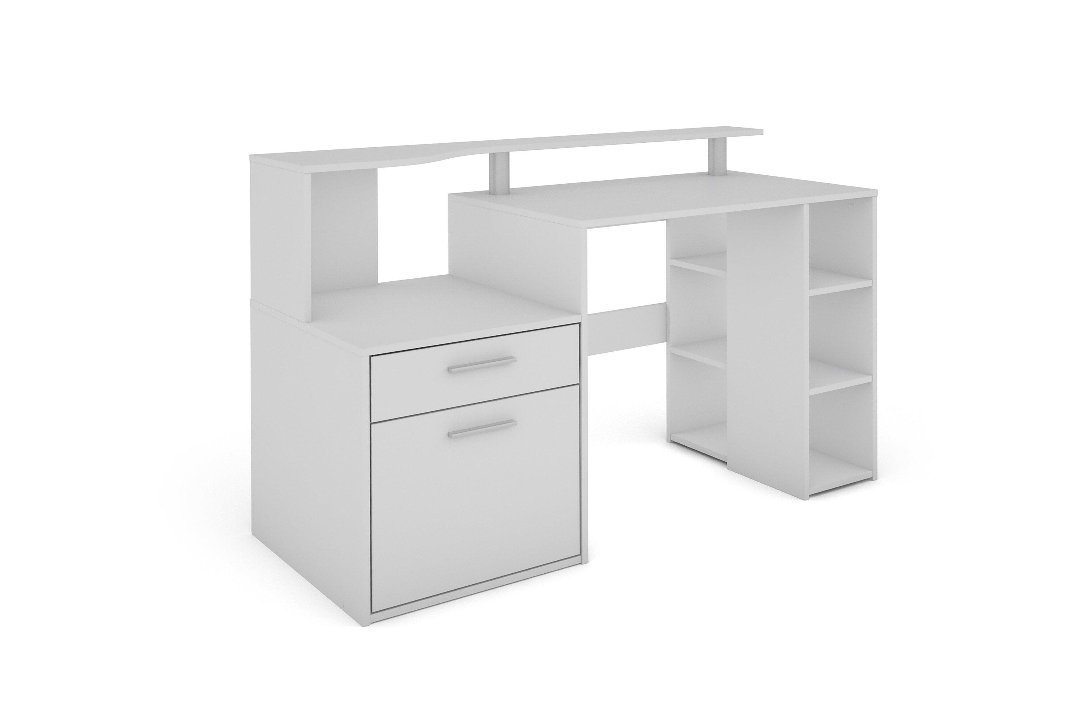 byLIVING Schreibtisch LOUIS, Breite 140 cm, wei&szlig;, 3 offenen F&auml;chern - Bild 1