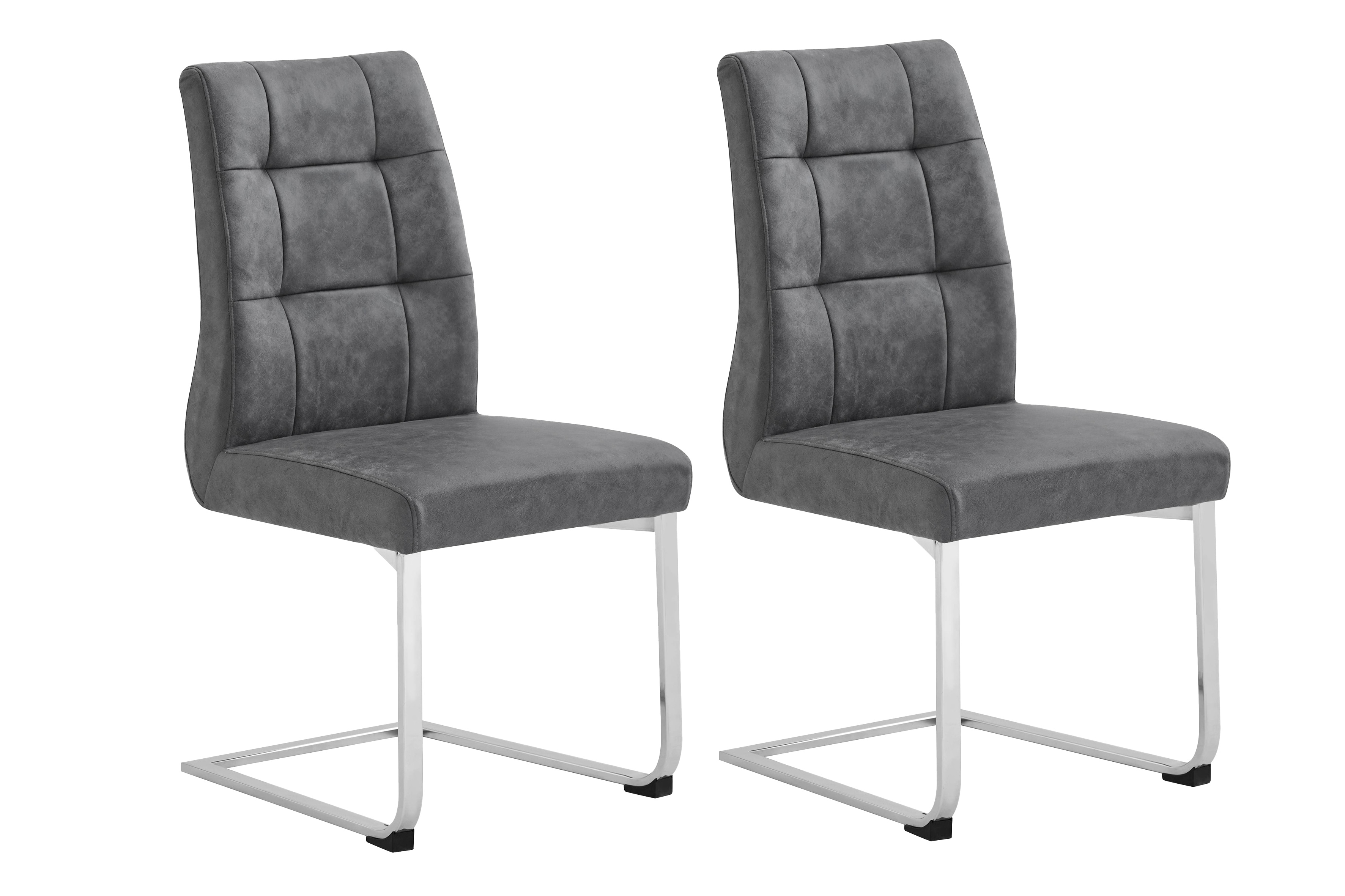 byLIVING Esszimmerstuhl MARLEN-XXL, 2-er Set, Bezug anthrazit, Gestell verchromt - Bild 1