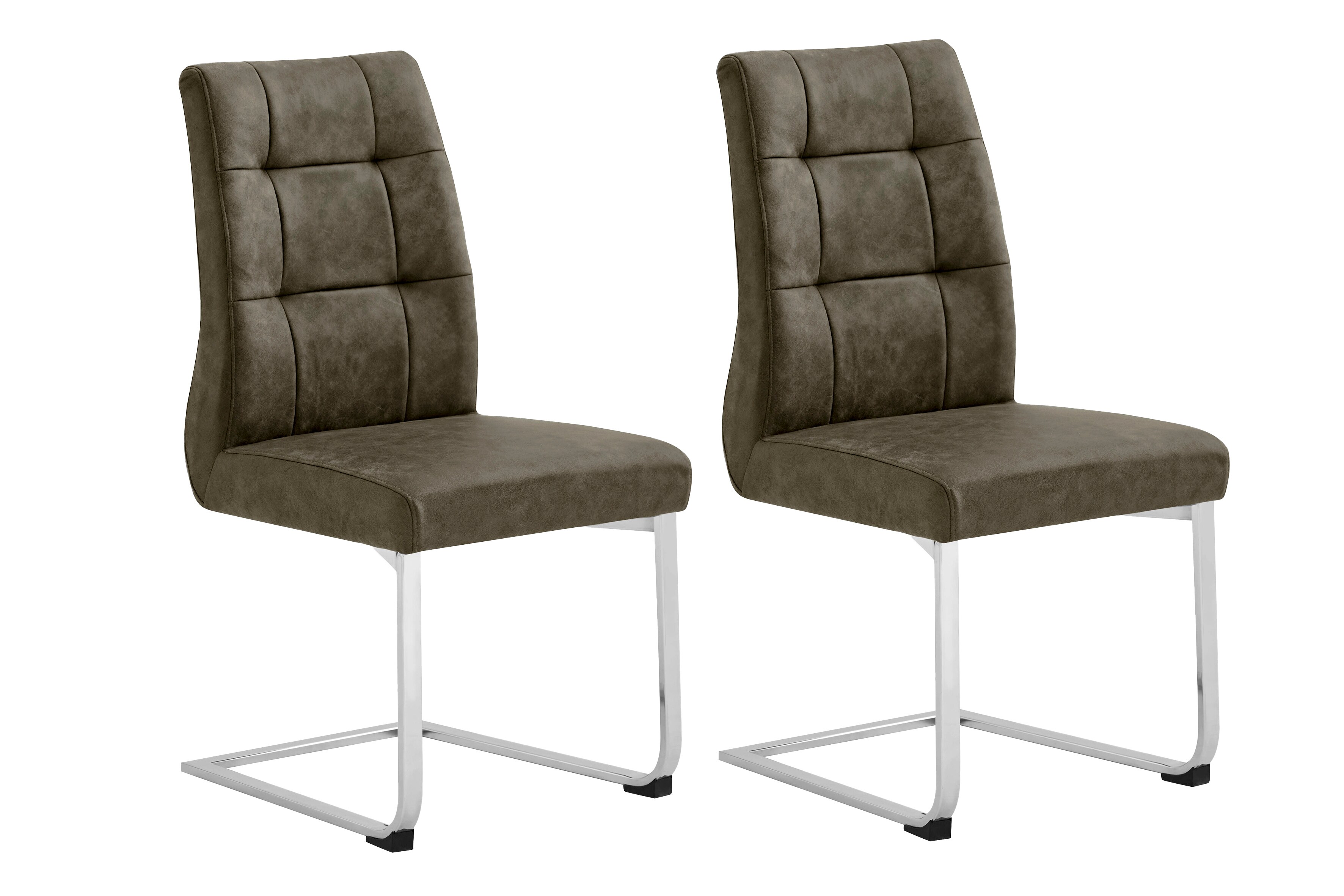 byLIVING Esszimmerstuhl MARLEN-XXL, 2-er Set, Bezug braun, Gestell verchromt - Bild 1