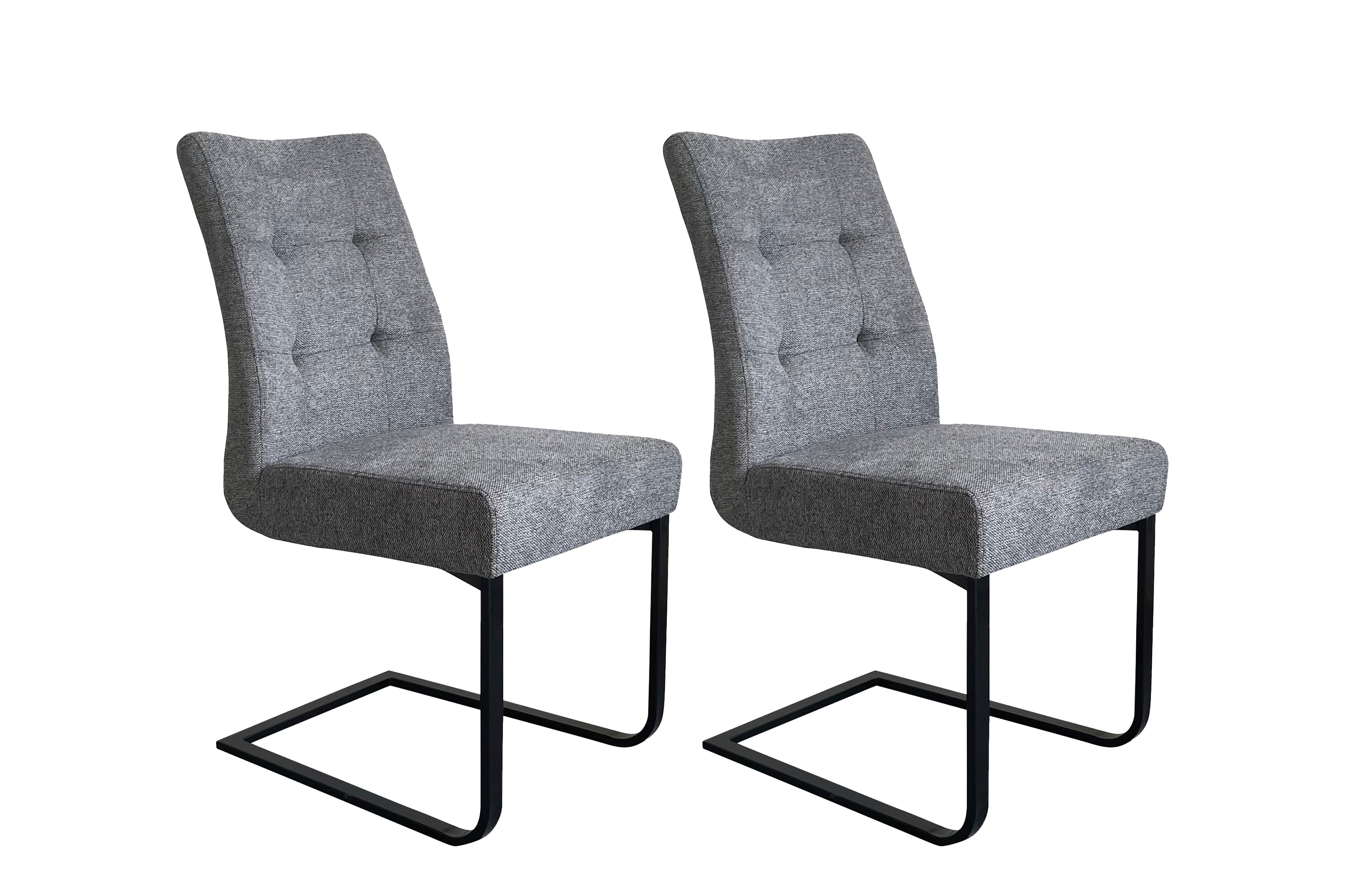 byLIVING Esszimmerstuhl MARLEN-XXL, 2er Set, Webstoff dunkelgrau, Gestell schwarz - Bild 1