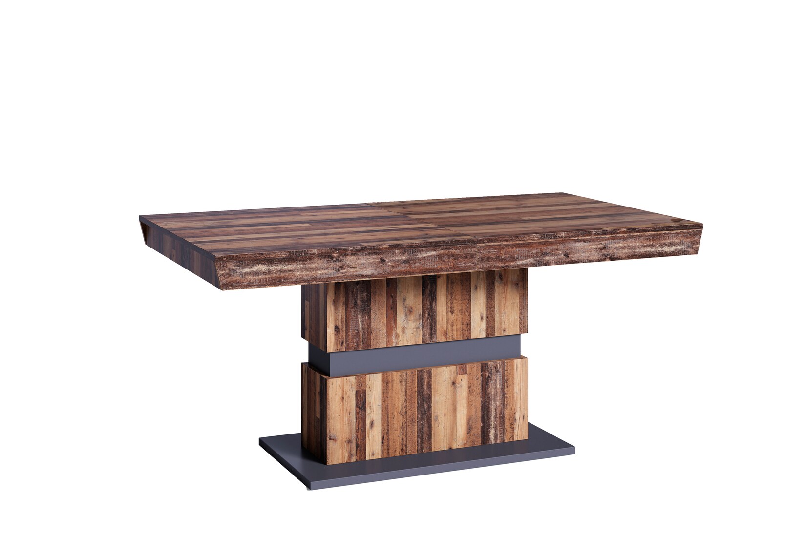 byLIVING Esstisch MATTHEW, Breite 140 cm, mit Auszug 195 cm, Old Wood/dunkelgrau | 04251942229097