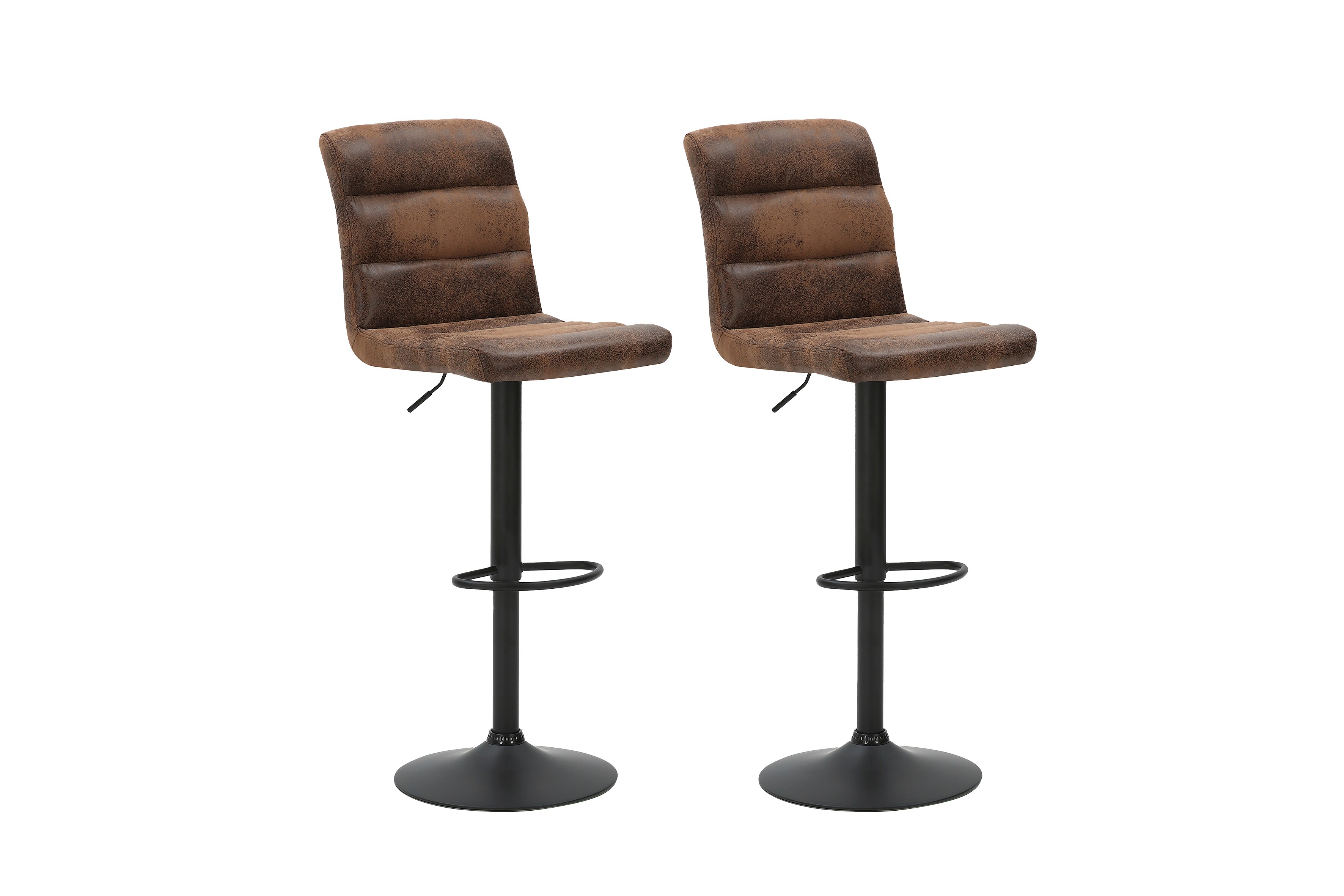 byLIVING Barhocker PHIL, 2-er Set, Bezug braun, Gestell Metall schwarz - Bild 1