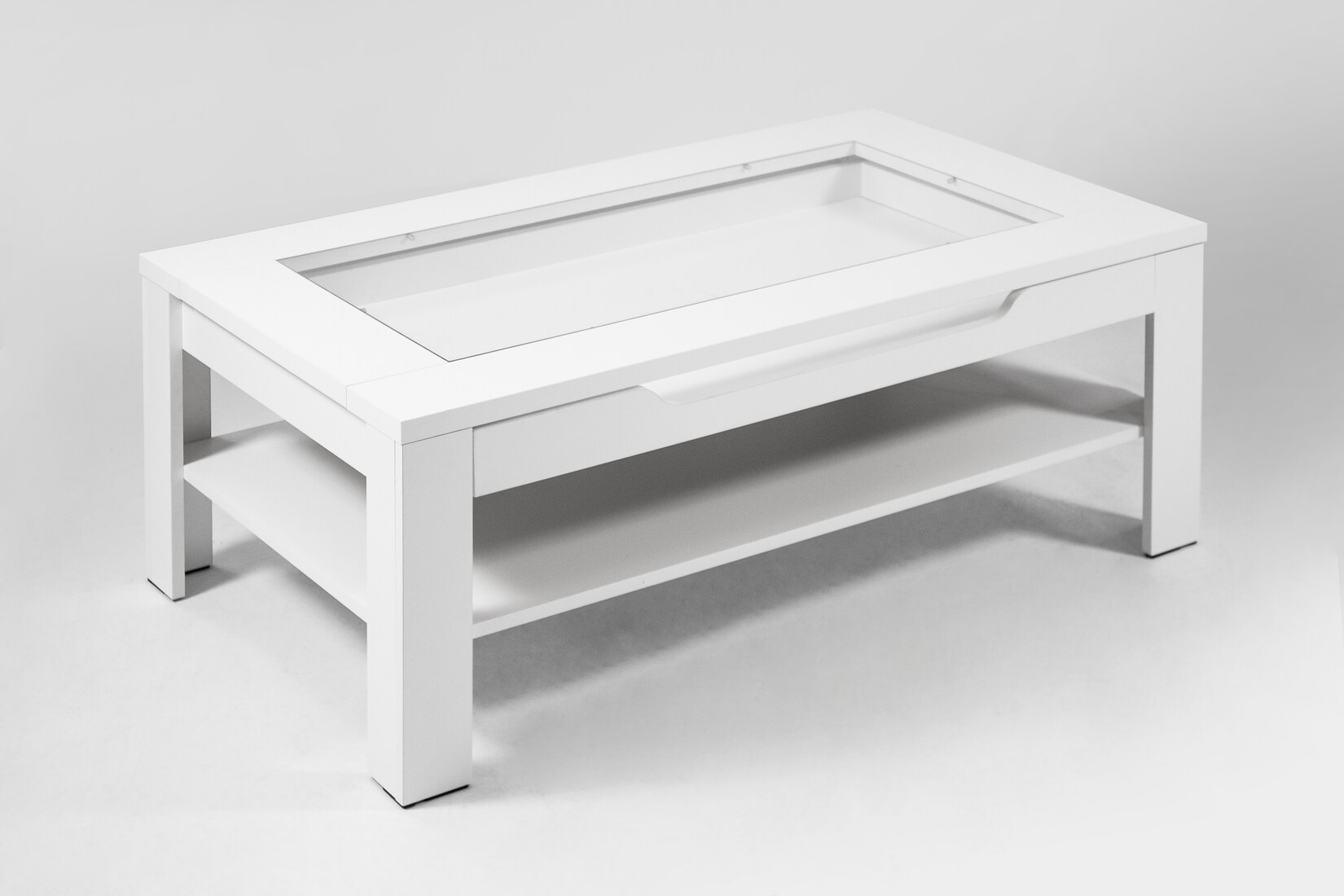 byLIVING Couchtisch RALPH, Breite 110 cm, weiß, Schubkasten und Glaseinlage | 04251942202724