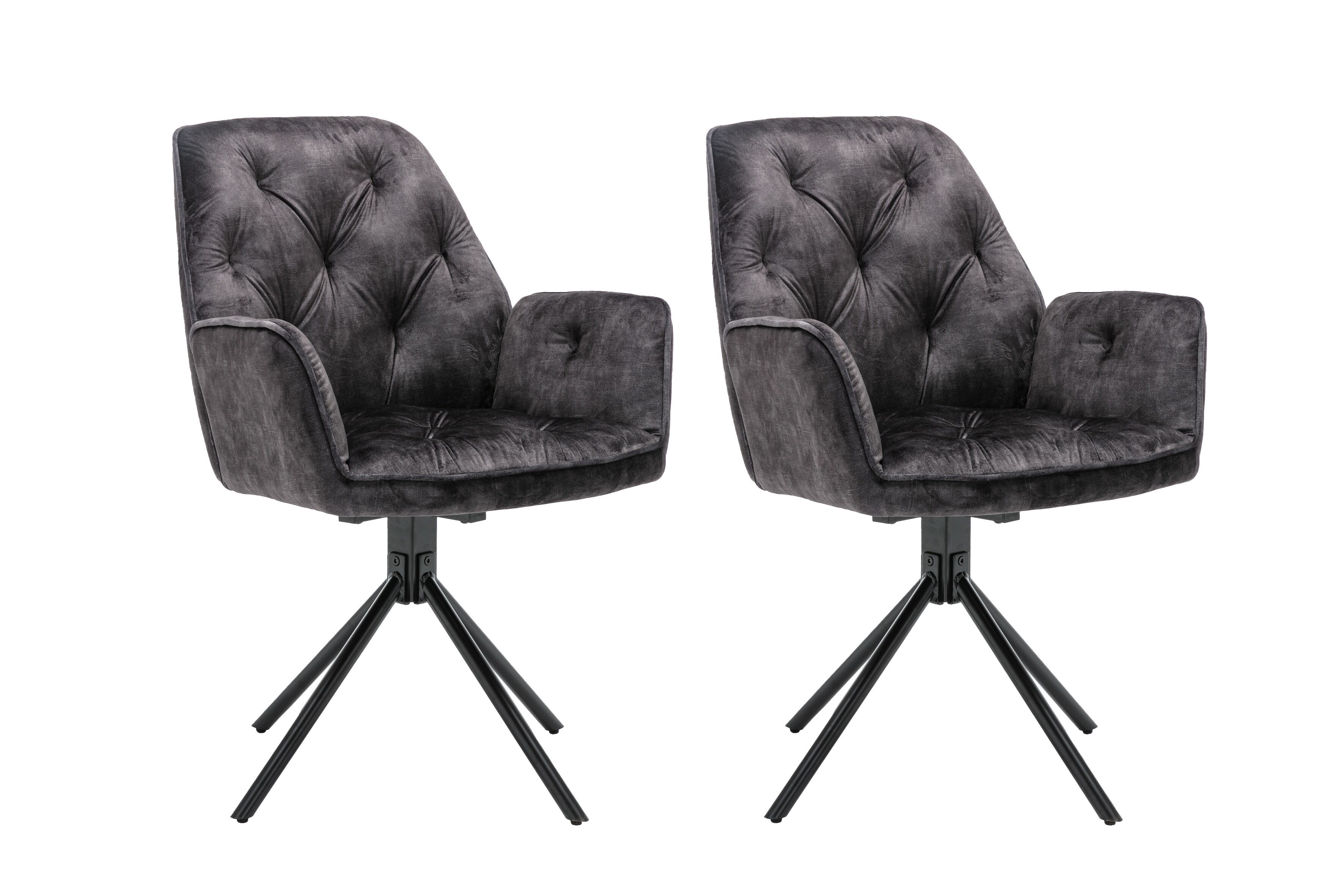 byLIVING Esszimmerstuhl SARINA, 2-er Set, Samtbezug anthrazit, Gestell schwarz - Bild 1