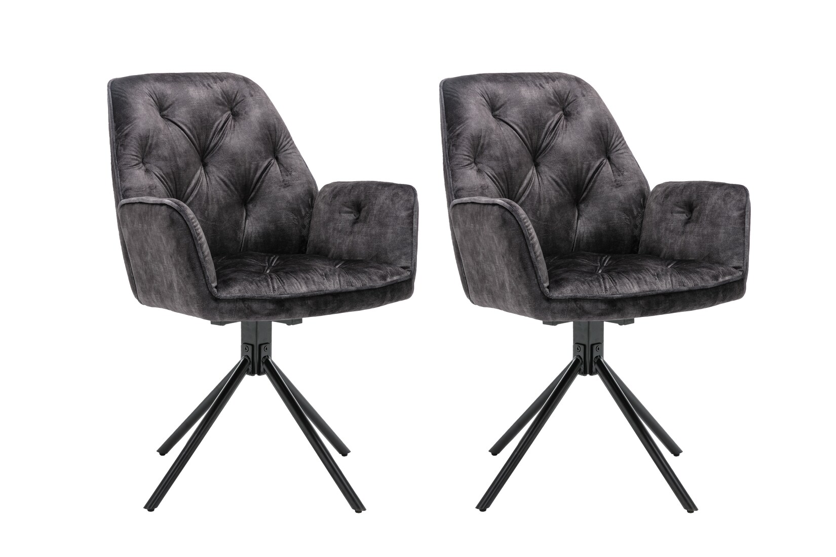 byLIVING Esszimmerstuhl SARINA, 2-er Set, Samtbezug anthrazit, Gestell schwarz
