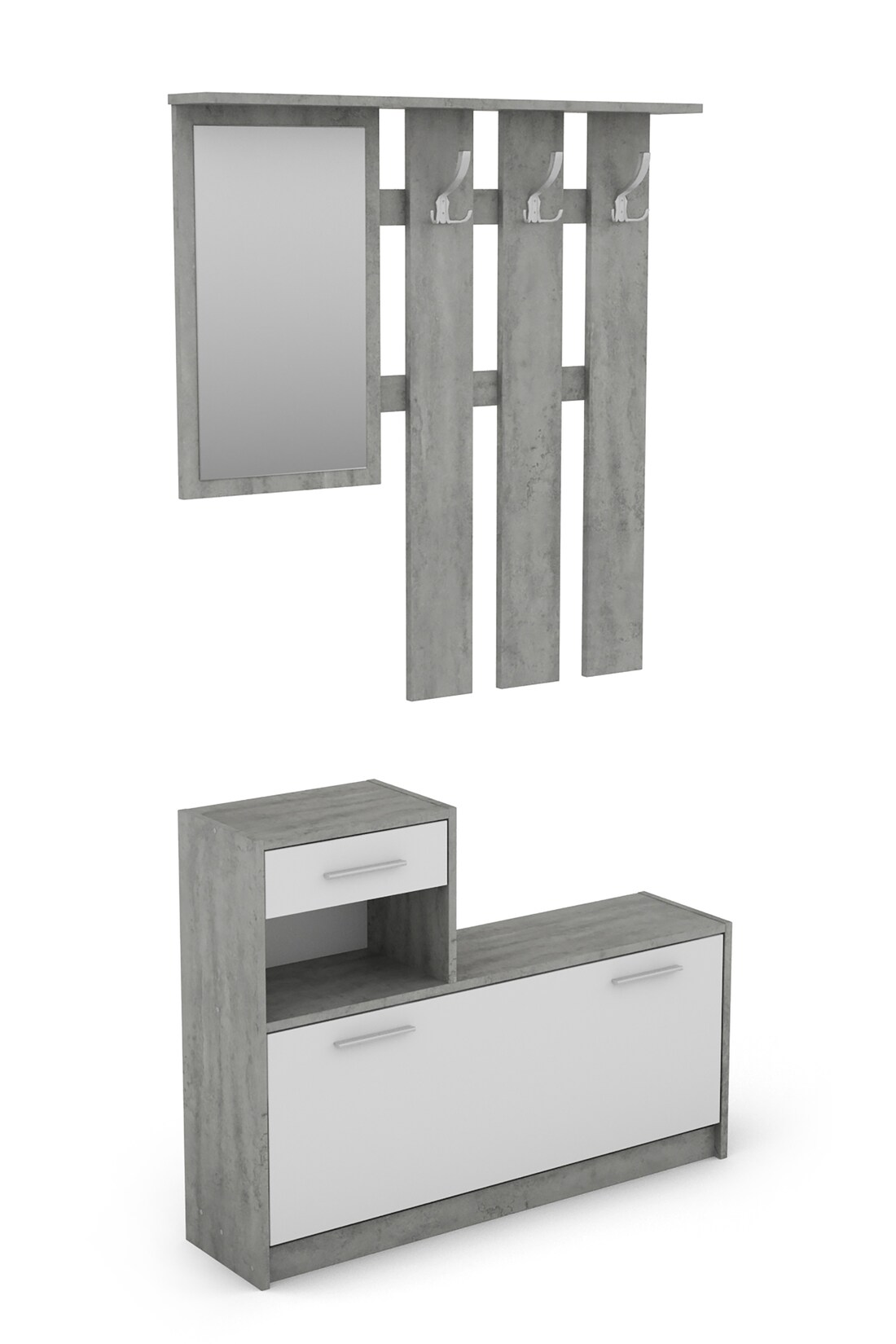 byLIVING Garderoben-Set TAMINA, Breite 97 cm, Light Atelier (Beton-Optik)/weiß