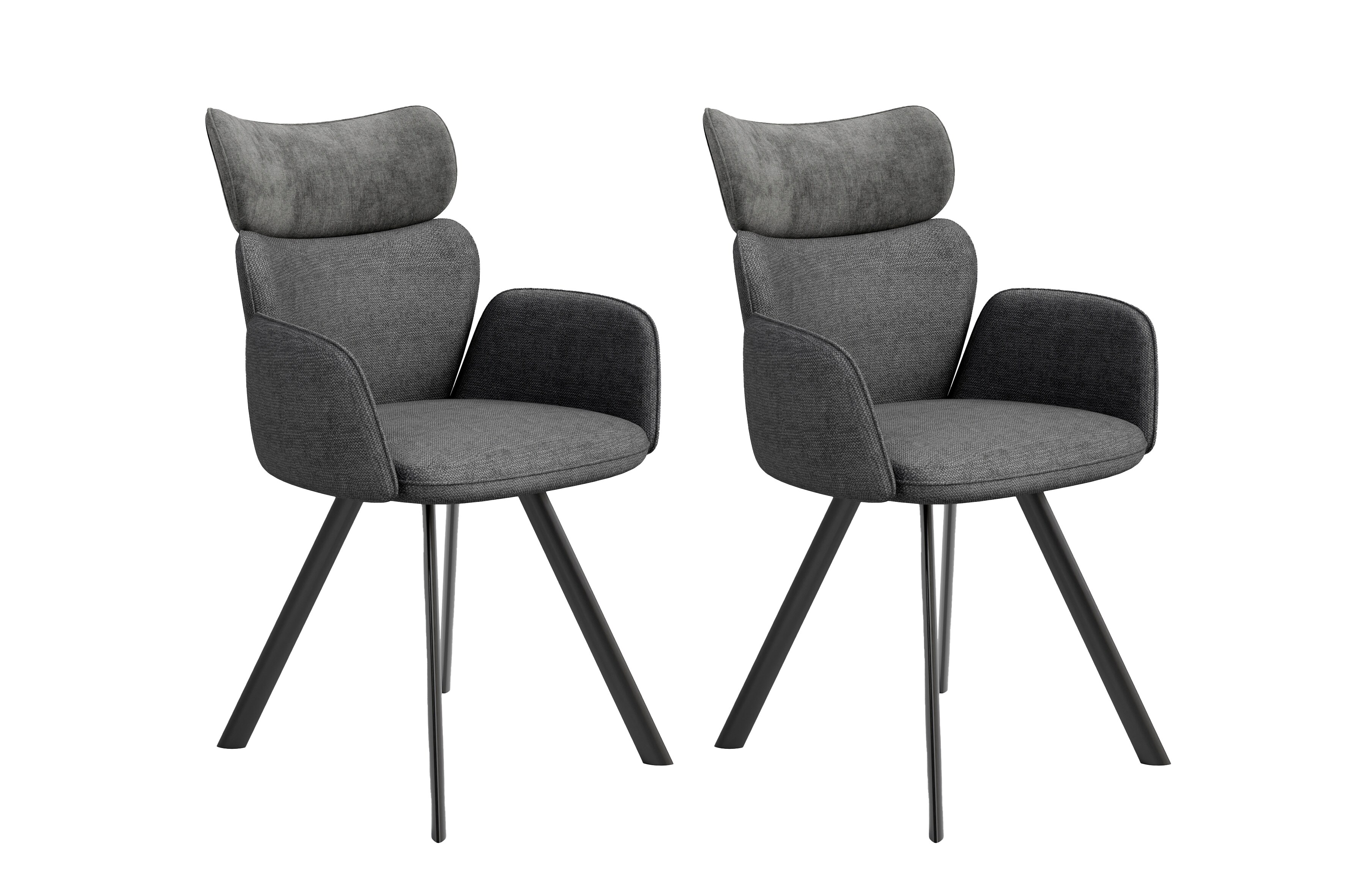 byLIVING Esszimmerstuhl TEXAS, 2-er Set, Webstoff anthrazit, Gestell schwarz - Bild 1