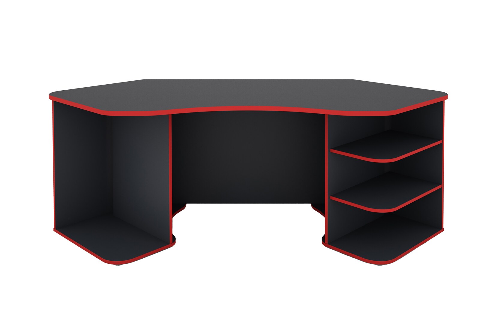 byLIVING Schreibtisch THANATOS, Breite 198 cm, anthrazit, Kanten in rot | 04251942206432