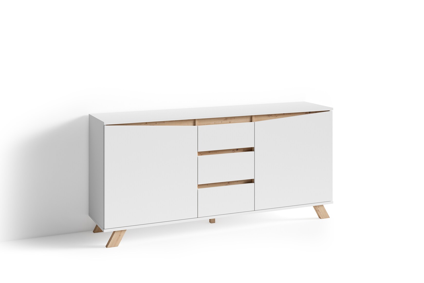 byLIVING Sideboard VALENTIN, Breite 160 cm, weiß/Artisan Eiche (Eiche-Optik) | 04251942206319