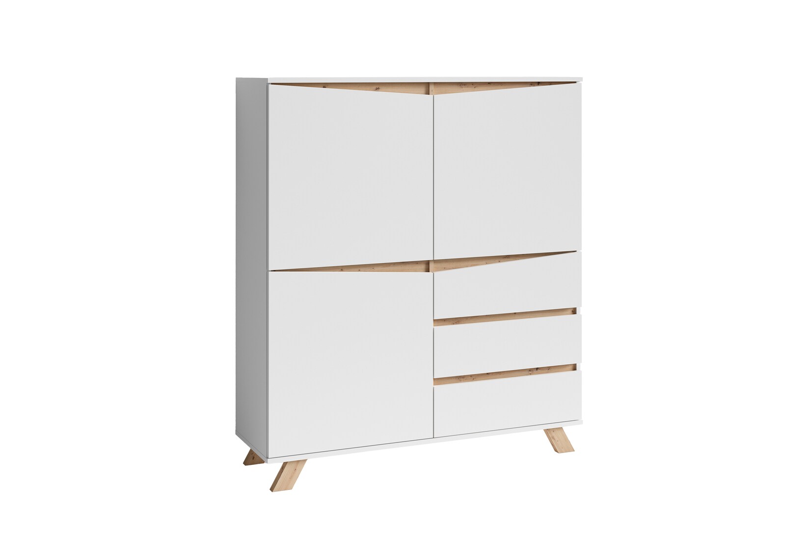 byLIVING Highboard VALENTIN, Breite 120 cm, weiß/Artisan Eiche (Eiche-Optik) | 04251942206333