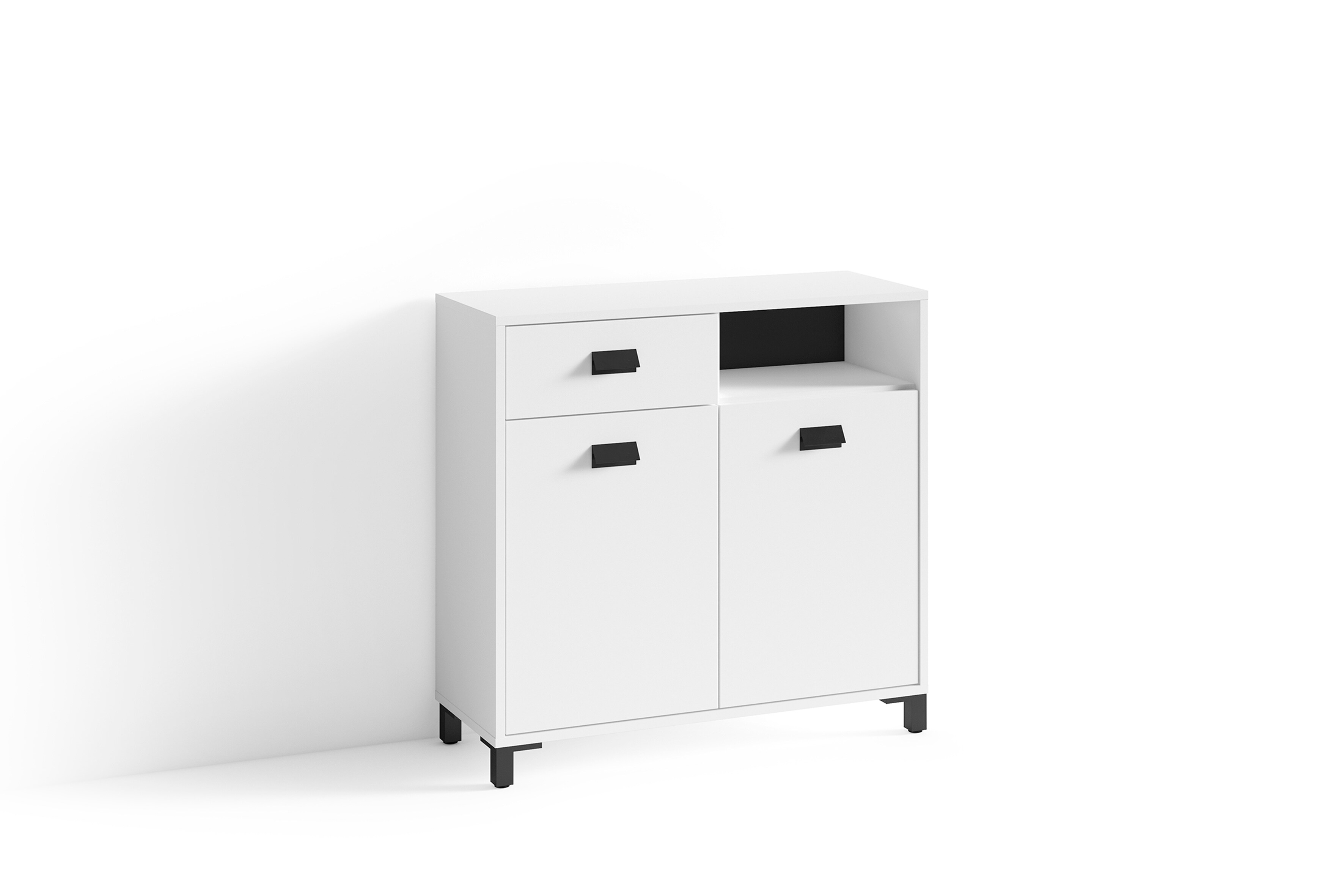 byLIVING Badezimmer Kommode WELLNESS, Breite 80,5 cm, wei&szlig;/schwarz - Bild 1