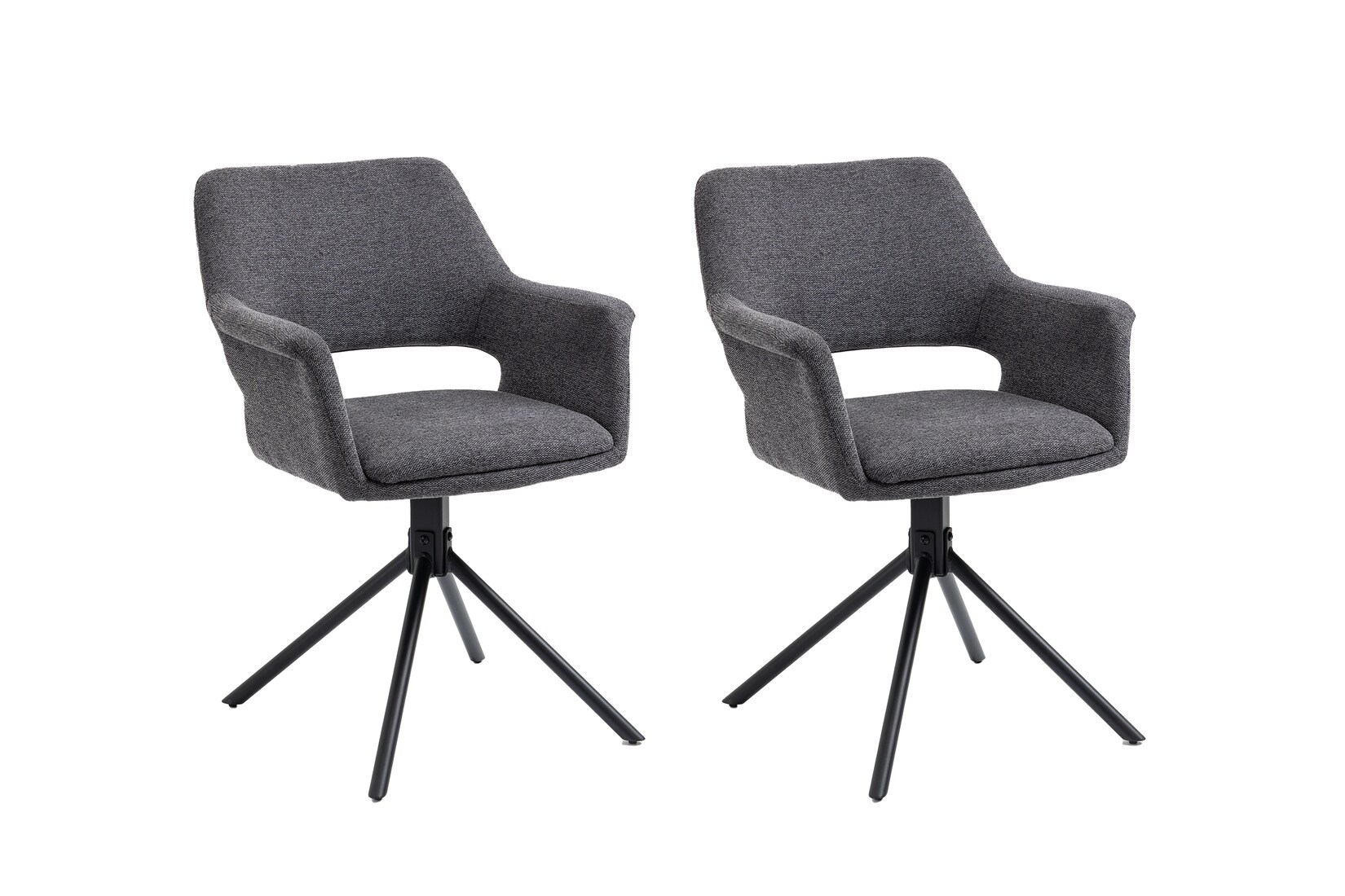 byLIVING Esszimmerstuhl ELEONORE, 2-er Set, Webstoffbezug grau, Gestell schwarz | 04251942228380