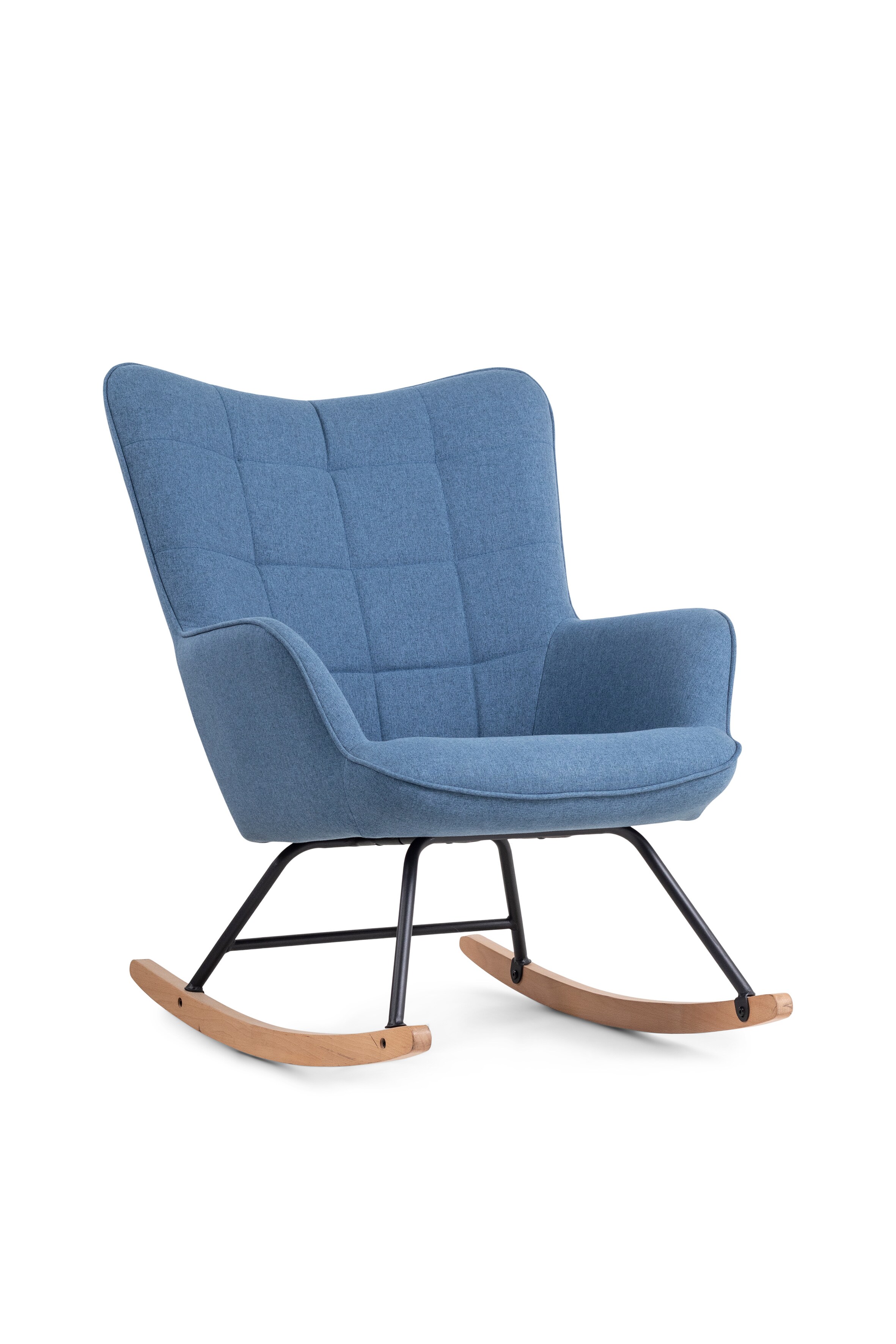 byLIVING Schaukelstuhl RICHIE, Webstoffbezug blau, Gestell Metall schwarz - Bild 1