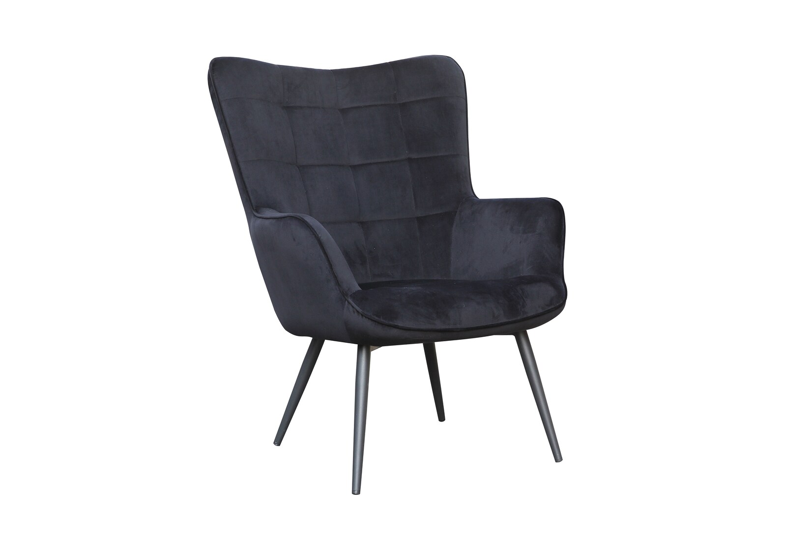 byLIVING Sessel UTA, Samtbzeug schwarz, Gestell Metall schwarz | 04251942206210