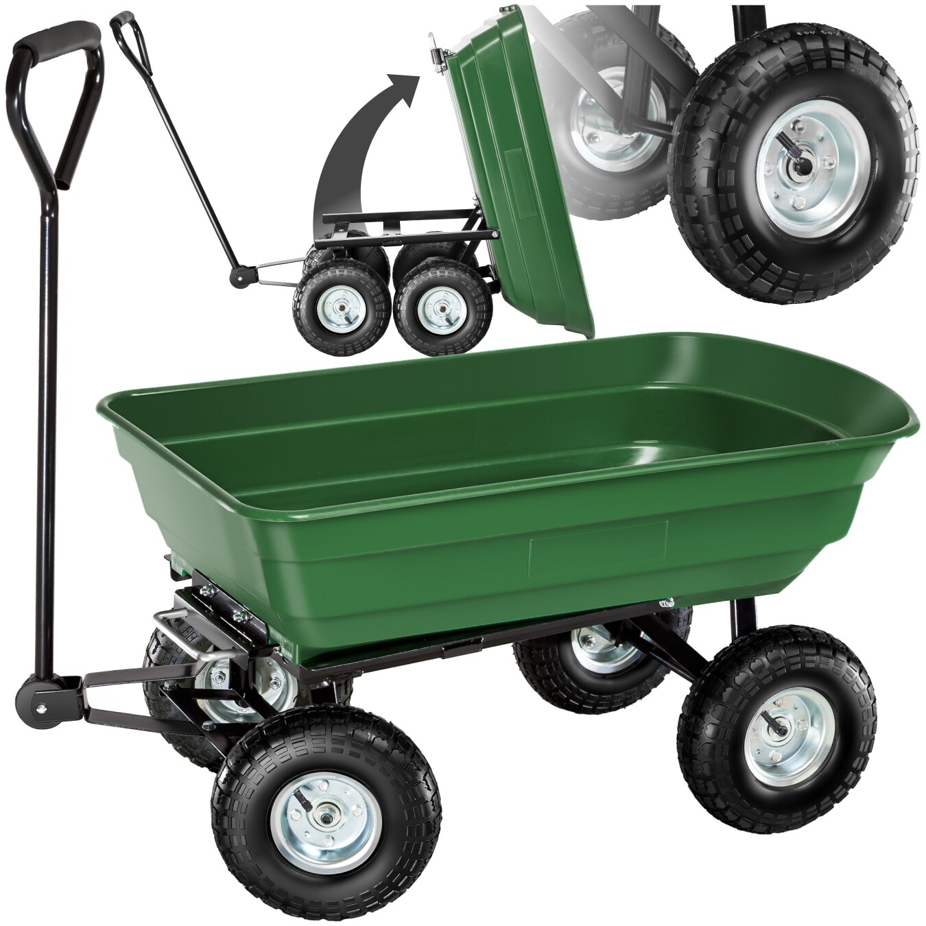 tectake® Bollerwagen, mit Kippfunktion, leichtgängige Lenkachse, Belastbarkeit 300 kg | 04260182877463