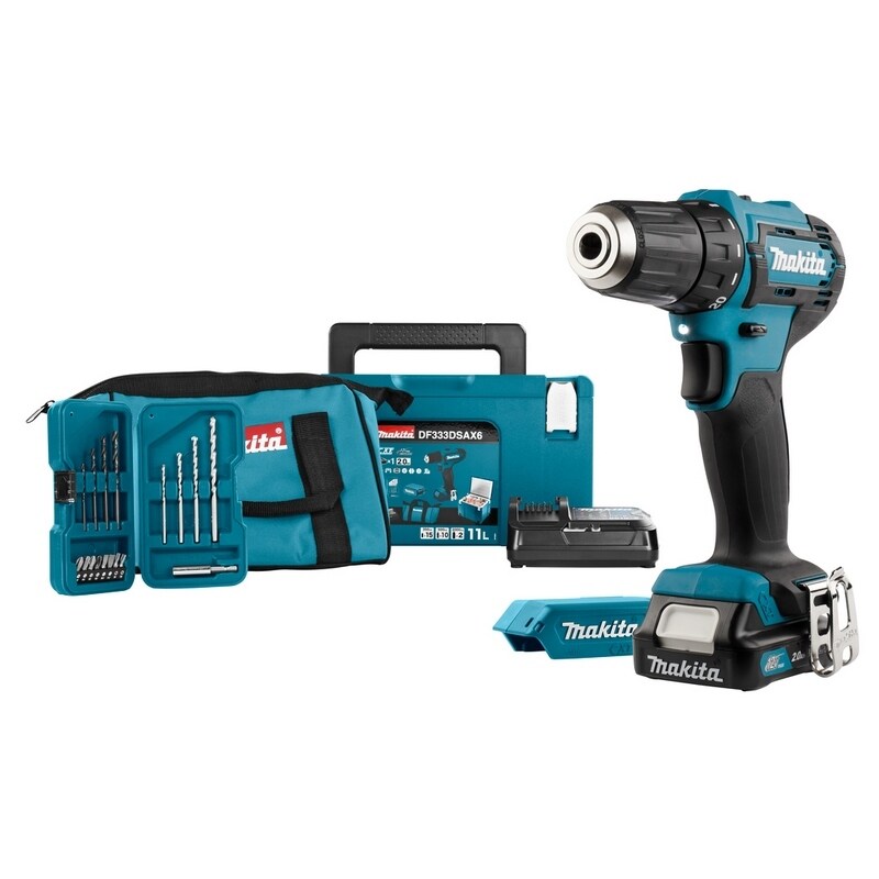 Makita  Akku-Bohrschrauber 'DF333DSAX6' inkl. Akku, Ladeger&auml;t, Tasche und Zubeh&ouml;rset - Bild 1