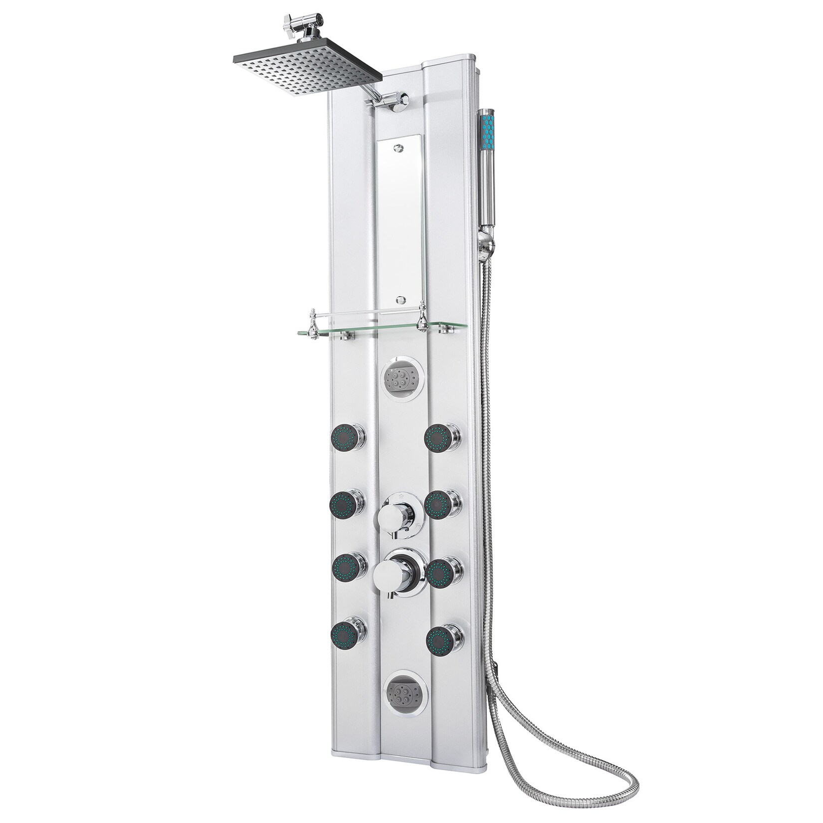 tectake® Duschpaneel, aus Aluminium, mit Handbrause, Antikalktechnik | 04260473664062