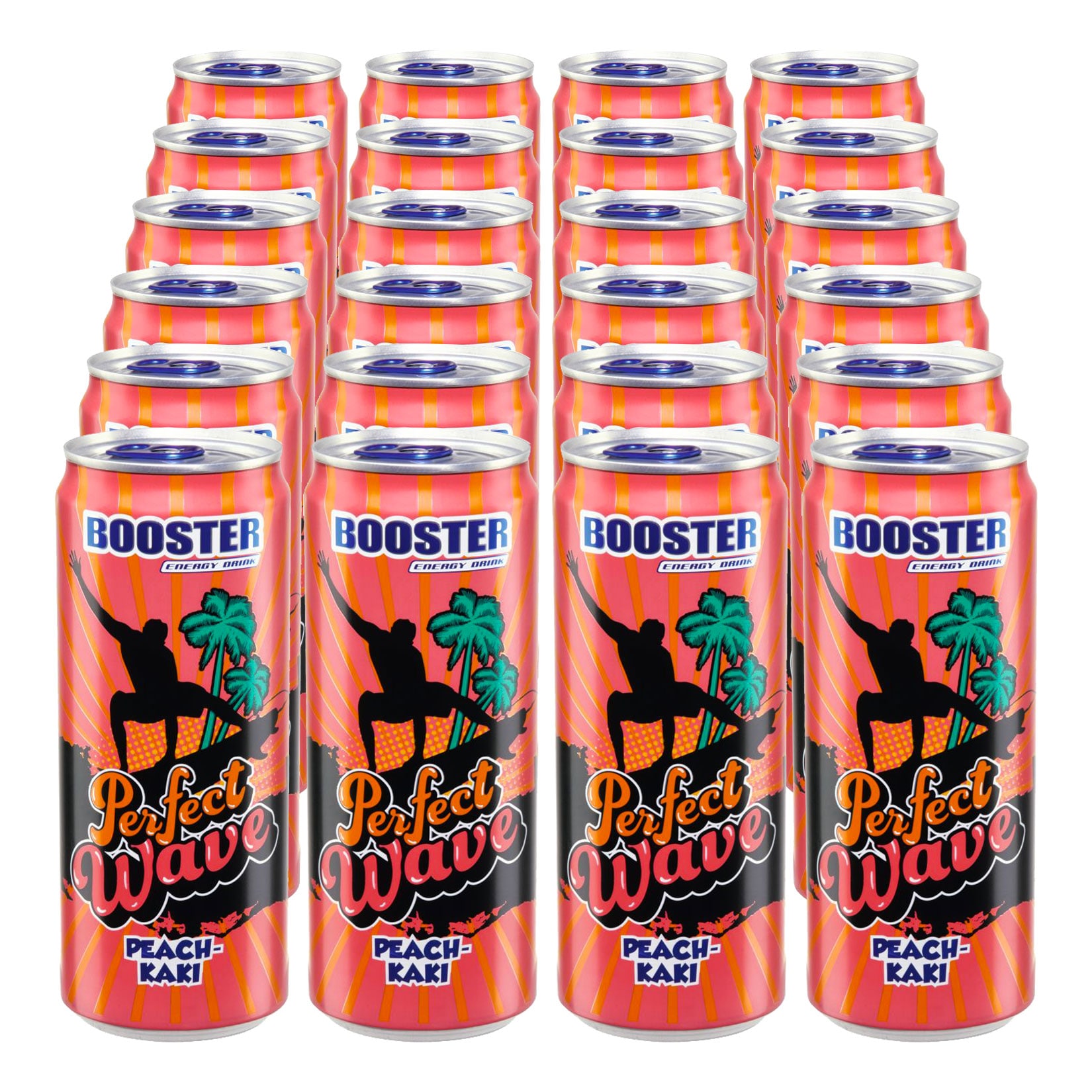Booster Energy Drink Peach-Kaki 0,33 Liter Dose, 24er Pack - Bild 1