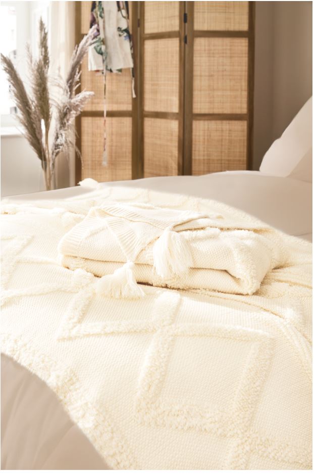 Vario Boho Kuscheldecke -versch. Ausf&uuml;hrungen - ecru - Bild 1
