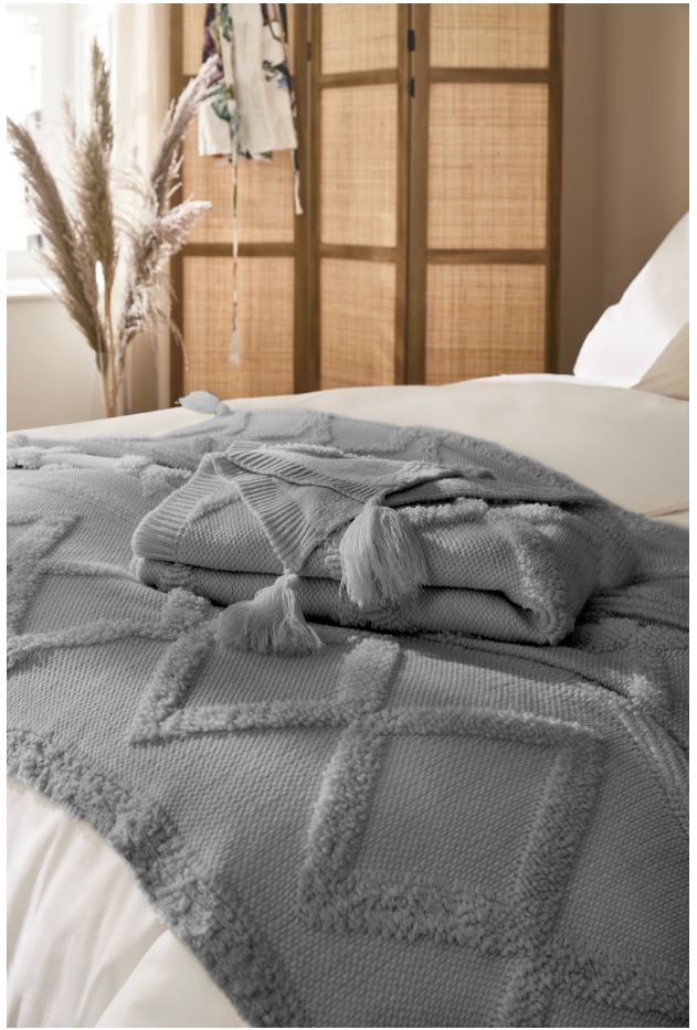 Vario Boho Kuscheldecke -versch. Ausf&uuml;hrungen -granit - Bild 1