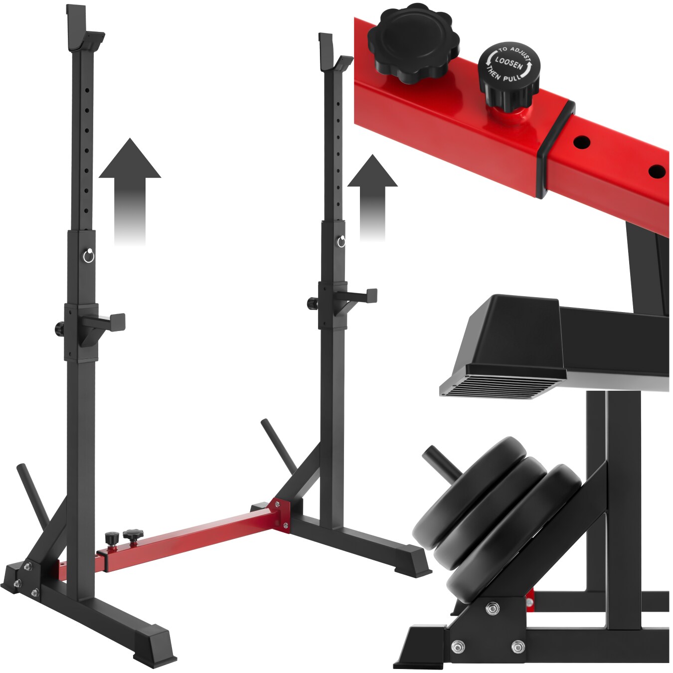 tectake&reg; Squat Rack, multifunktional, H&ouml;he und Breite verstellbar, bodenschonende Kunststoffkappen, inklusive 2 Aufnahmen f&uuml;r Hantelscheiben - Bild 1