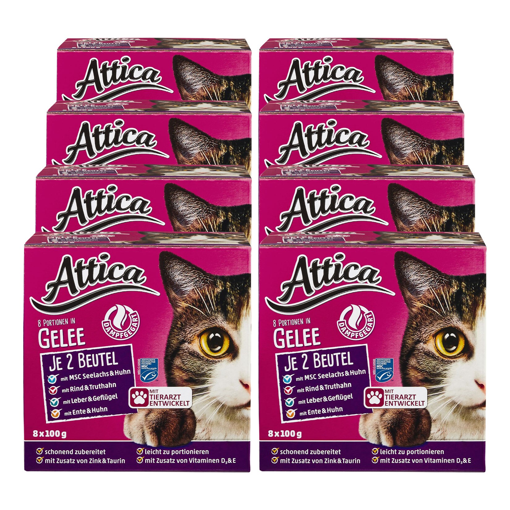 Attica Katzennahrung Multipack Gelee 8 x 100 g, 8er Pack - Bild 1