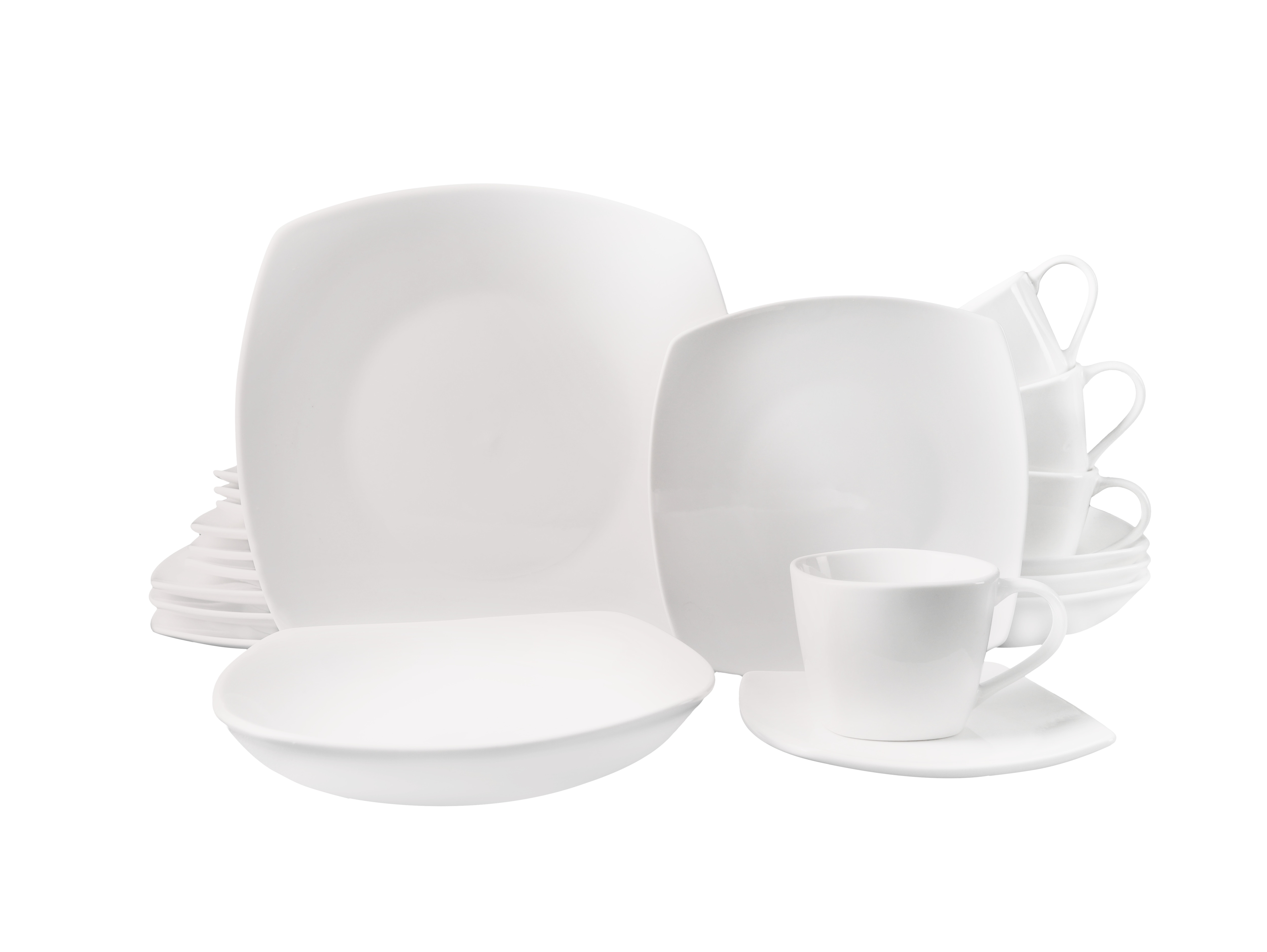 Echtwerk 20-teiliges Kombiservice "Classic" Modern-Design, Elegantes wei&szlig;es Geschirrset aus Porzellan mit 4 x Speiseteller, 4 x Beilagenteller, 4 x Suppenteller, 4 x Teetassen, 4 x Untertassen - Bild 1