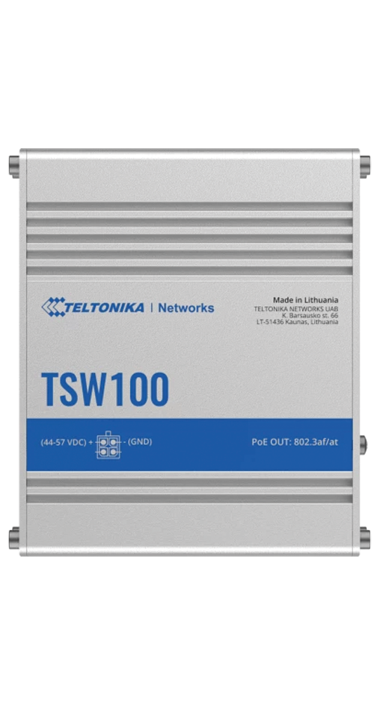 Teltonika DSL/WLAN Module TSW100 Industrial Unmanaged PoE+ Switch Silber