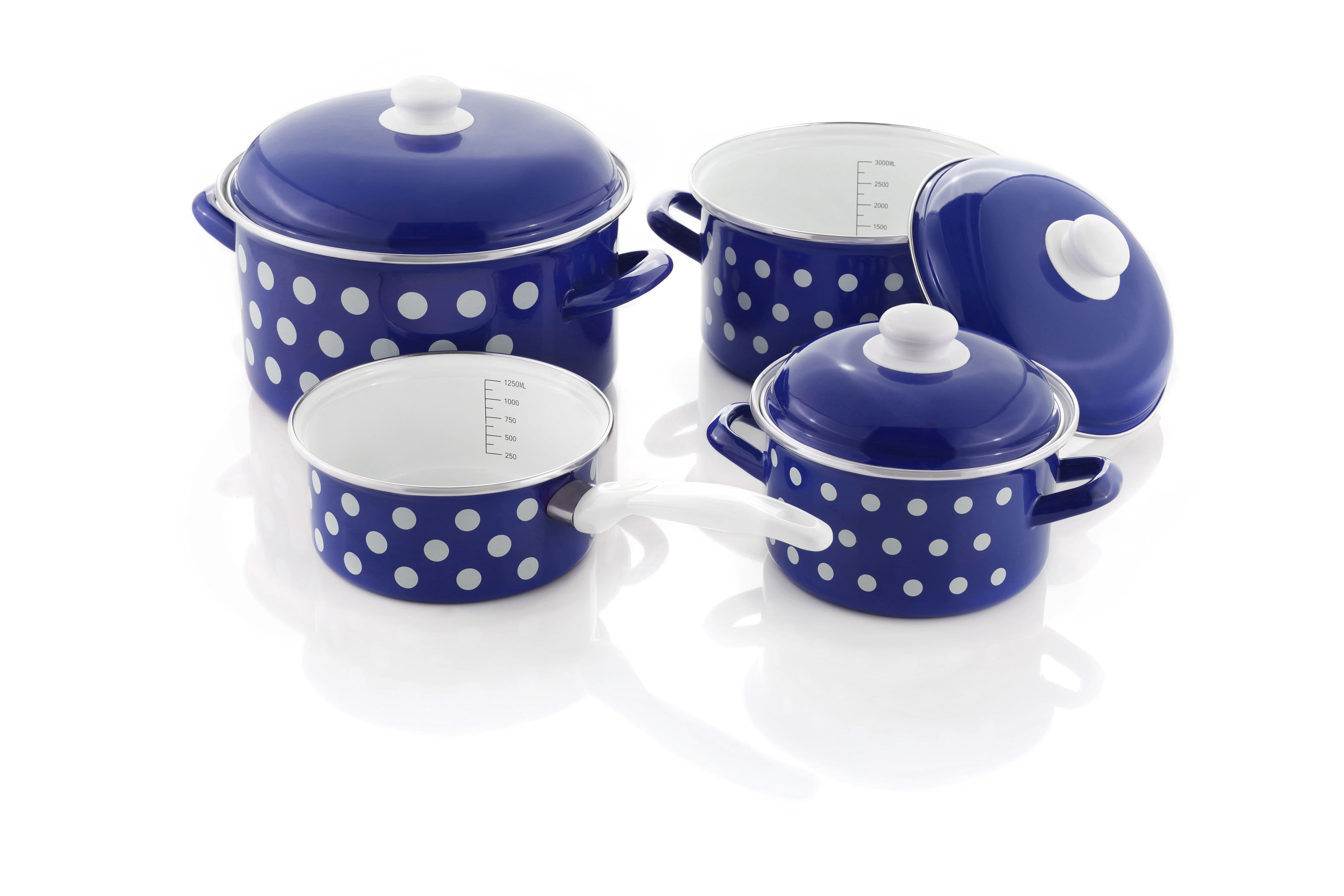 GSW Kochtopf-Set P&uuml;nktchen 7-tlg. blau-wei&szlig; - Bild 1