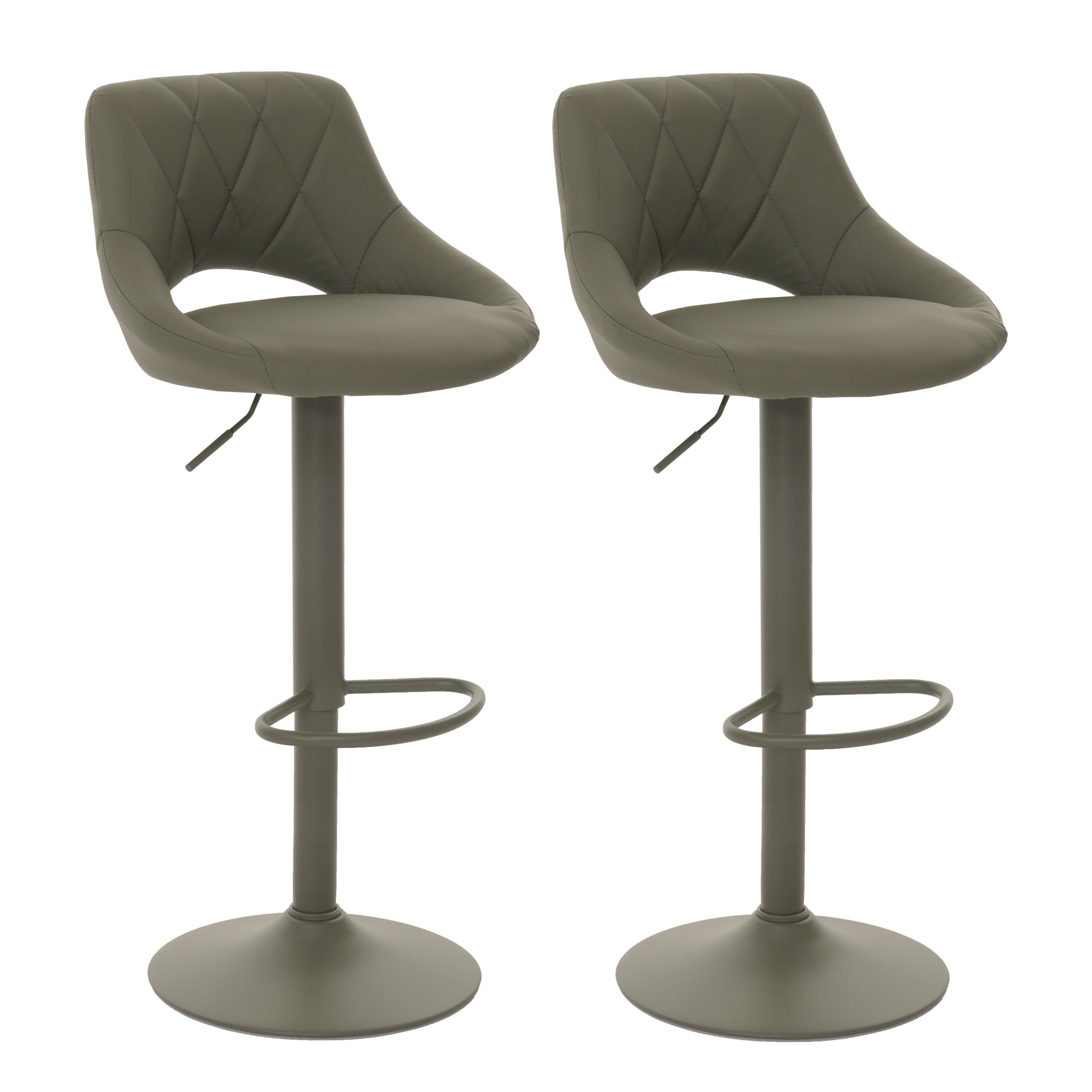 2er-Set Barhocker MCW-N64, Barstuhl Tresenhocker, Fu&szlig;ablage drehbar, Kunstleder Metall ~ gr&uuml;n - Bild 1