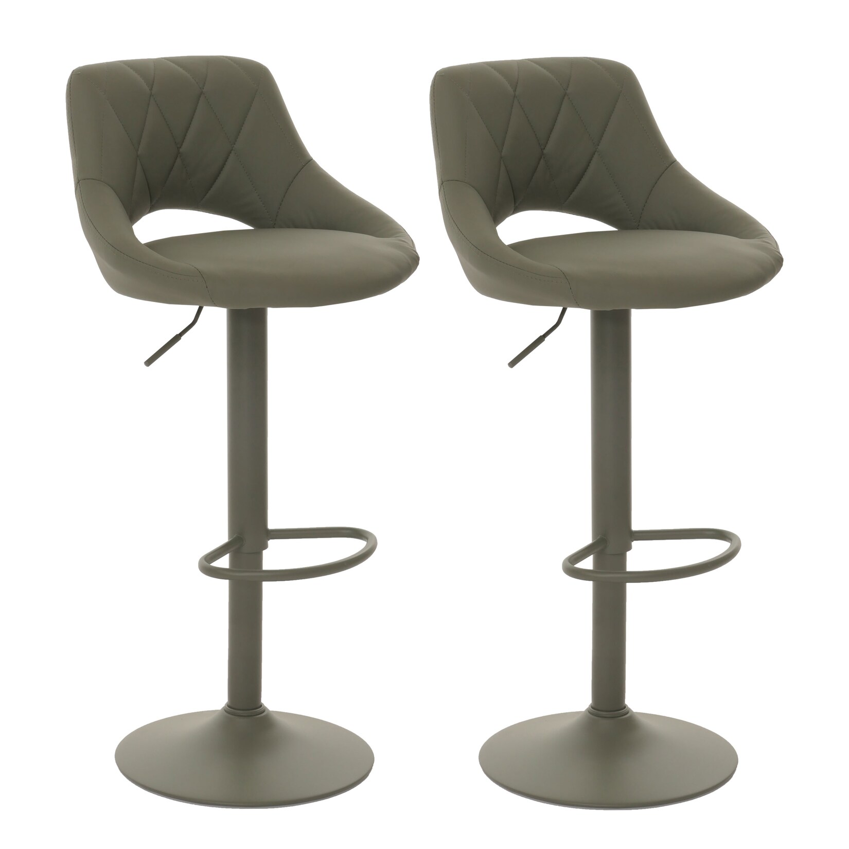 2er-Set Barhocker MCW-N64, Barstuhl Tresenhocker, Fußablage drehbar, Kunstleder Metall ~ grün