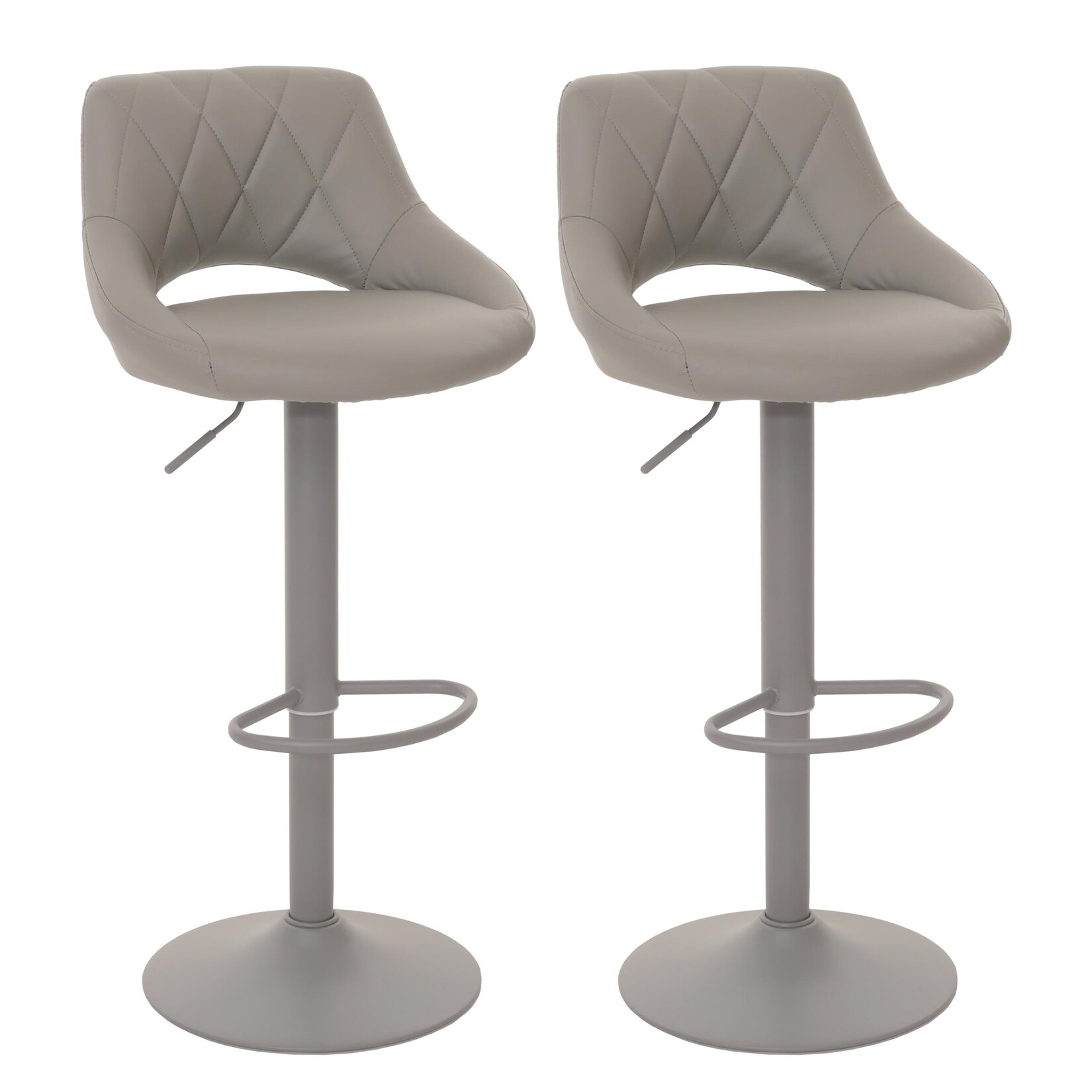 2er-Set Barhocker MCW-N64, Barstuhl Tresenhocker, Fußablage drehbar, Kunstleder Metall ~ grau