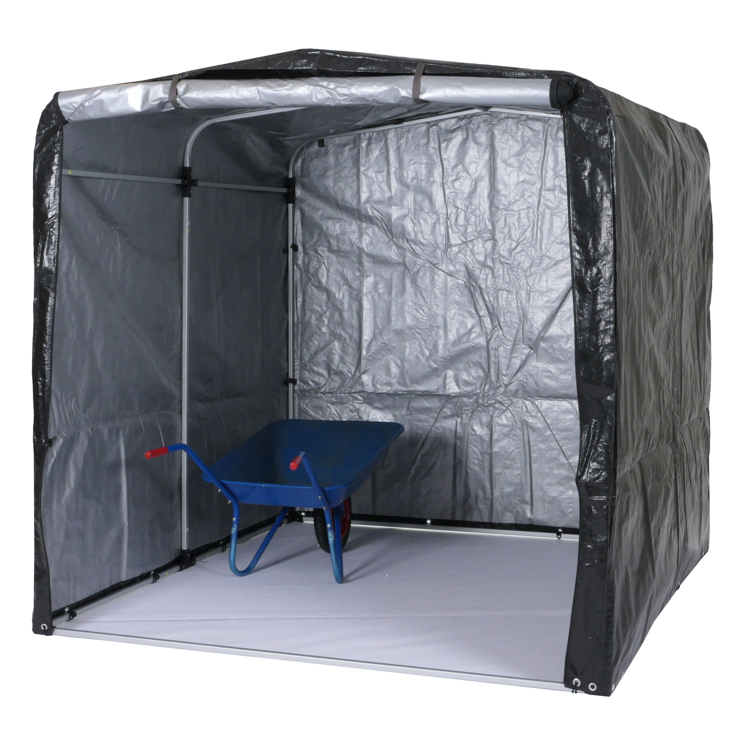 Ger&auml;tehaus MCW-N61, Gartenschuppen Ger&auml;teschuppen Gartenhaus, Alu UV-Schutz wasserfest, 201x201x201cm ~ anthrazit - Bild 1