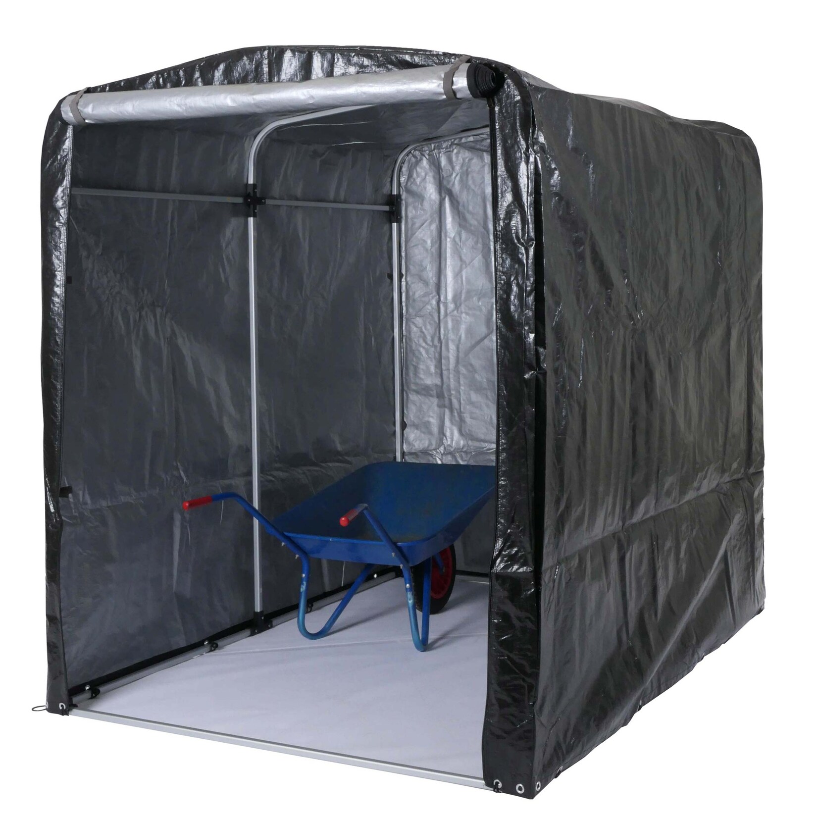 Gerätehaus MCW-N61, Gartenschuppen Geräteschuppen Gartenhaus, Alu UV-Schutz wasserfest, 201x157x201cm ~ anthrazit