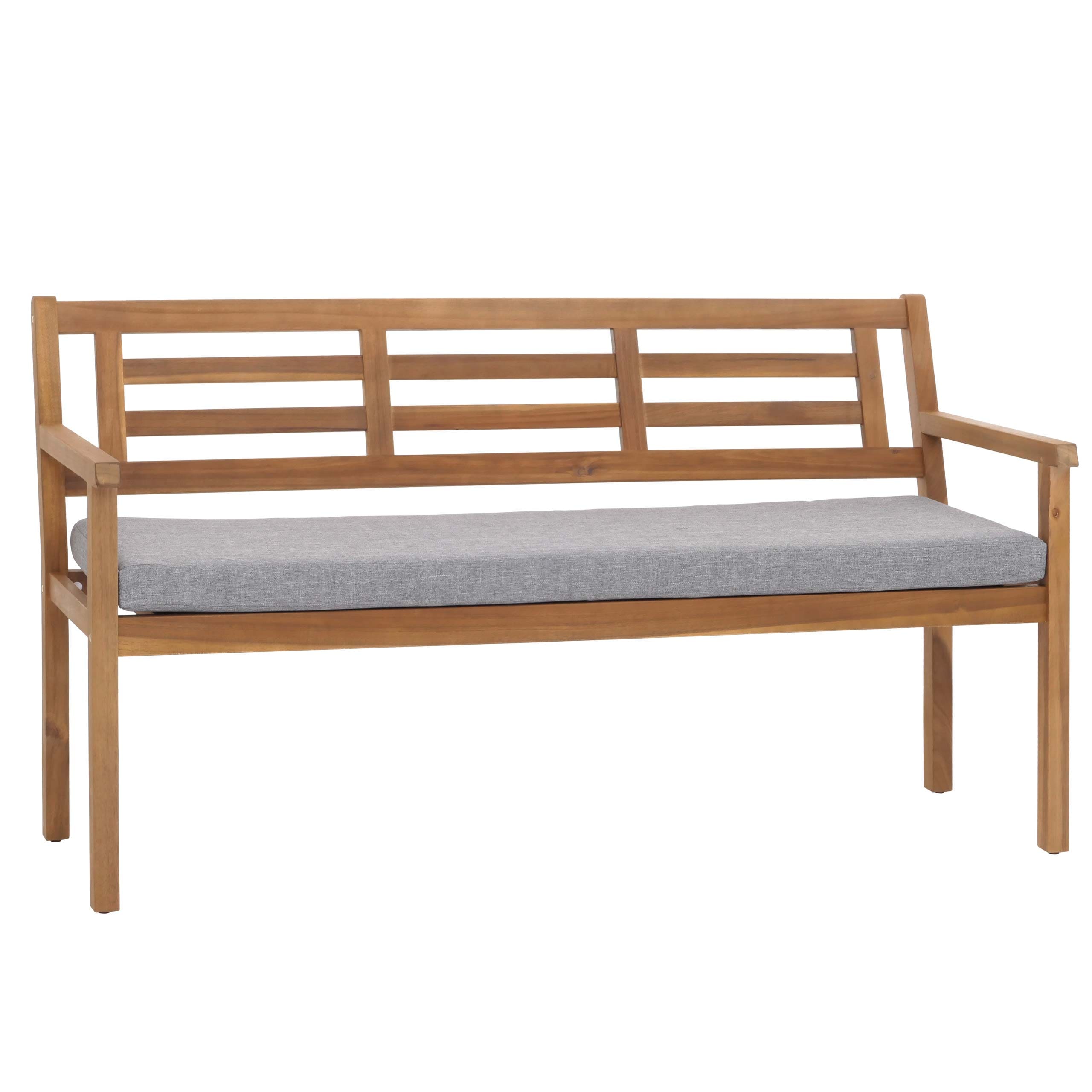 Gartenbank MCW-N47, Sitzbank Parkbank Holzbank, Massiv-Holz Akazie MVG-zertifiziert ~ Kissen grau - Bild 1