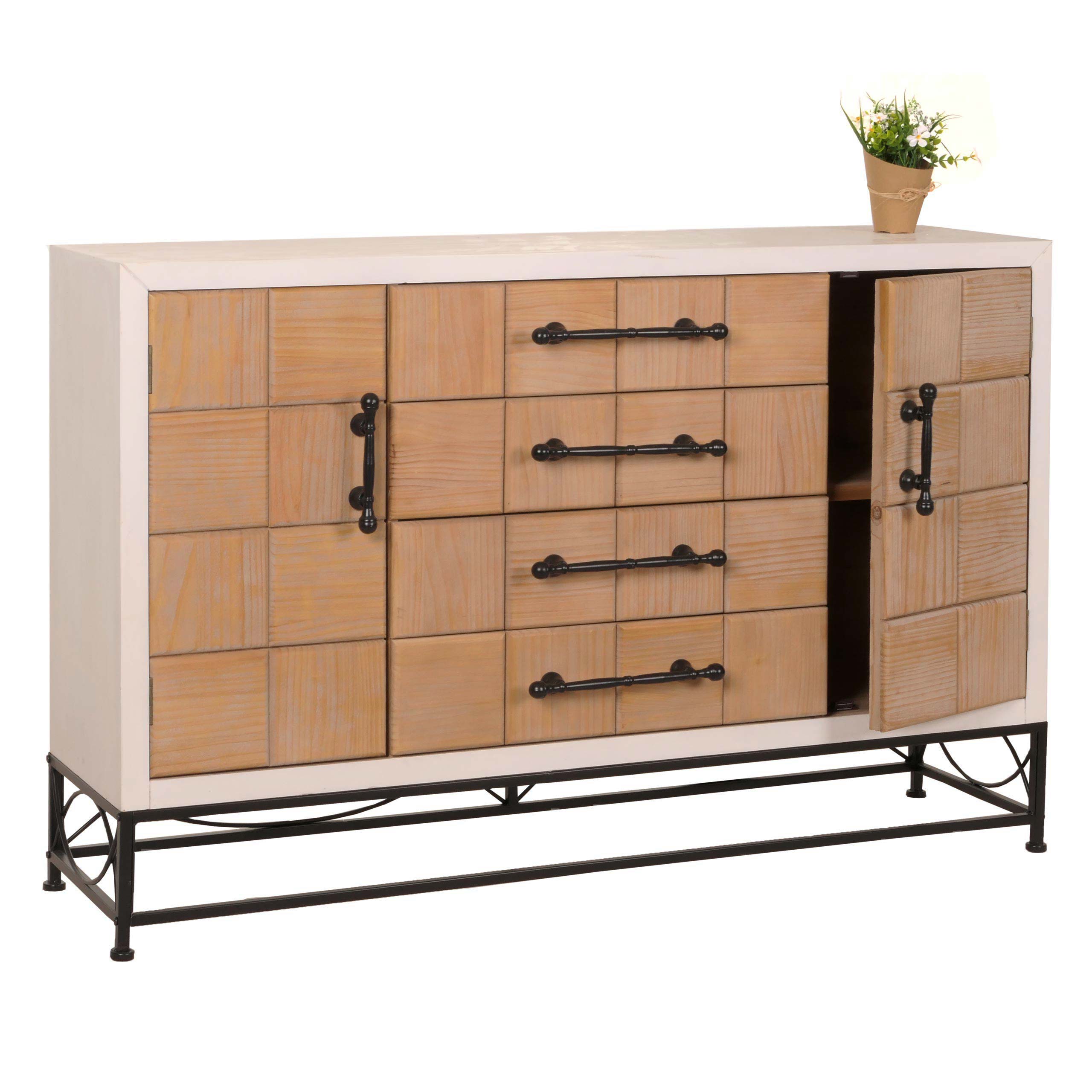 Kommode MCW-N30, Schrank Sideboard Highboard mit T&uuml;ren und Schublade, Massiv-Holz MDF, 92x140x42cm - Bild 1