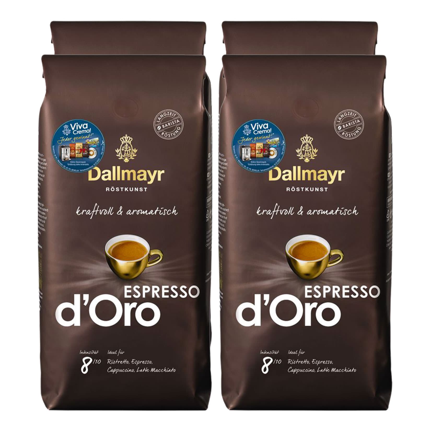 Dallmayr Espresso d'Oro ganze Kaffeebohnen 1 kg, 4er Pack - Bild 1