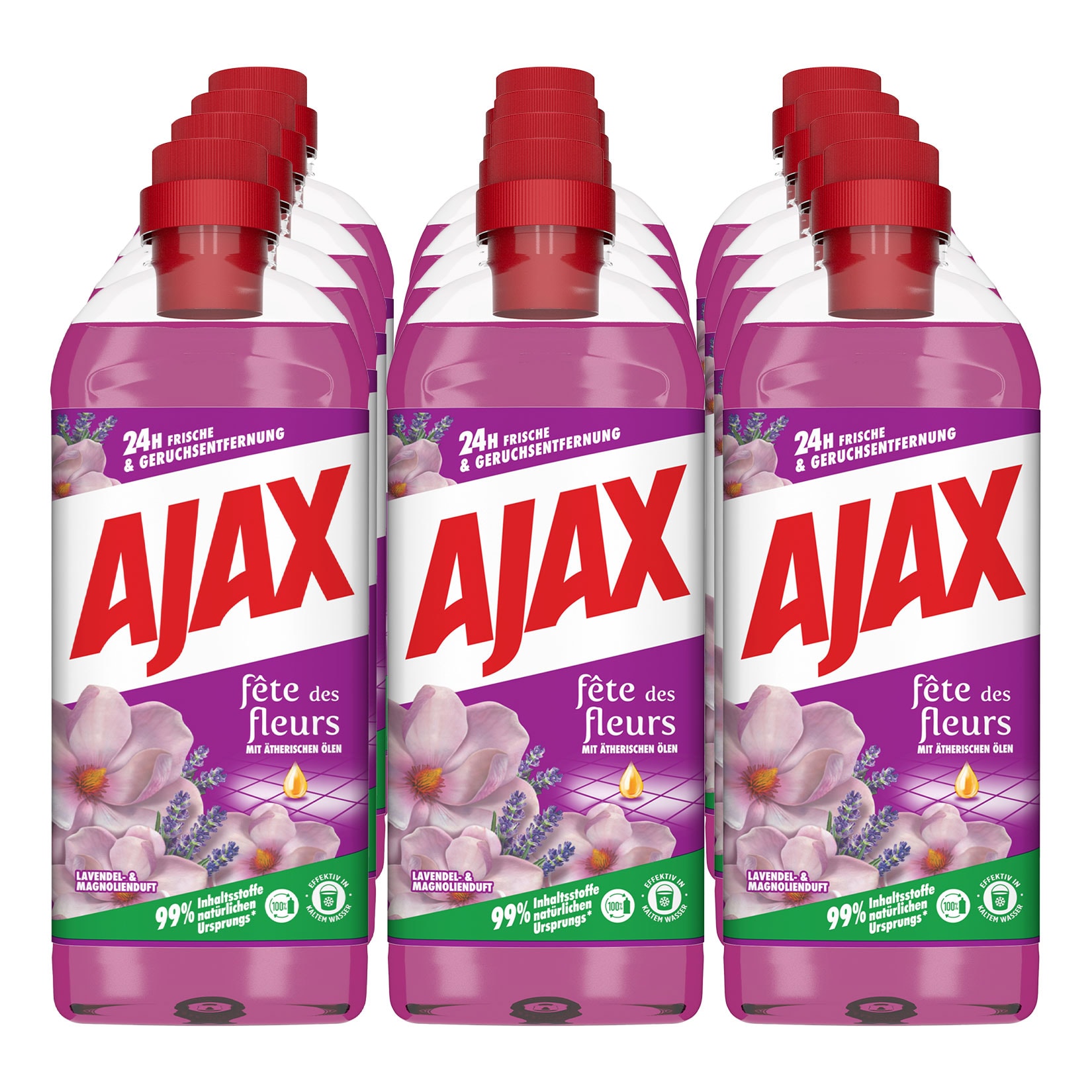 Ajax Allzweckreiniger Lavendel & Magnolie 1 Liter, 12er Pack - Bild 1