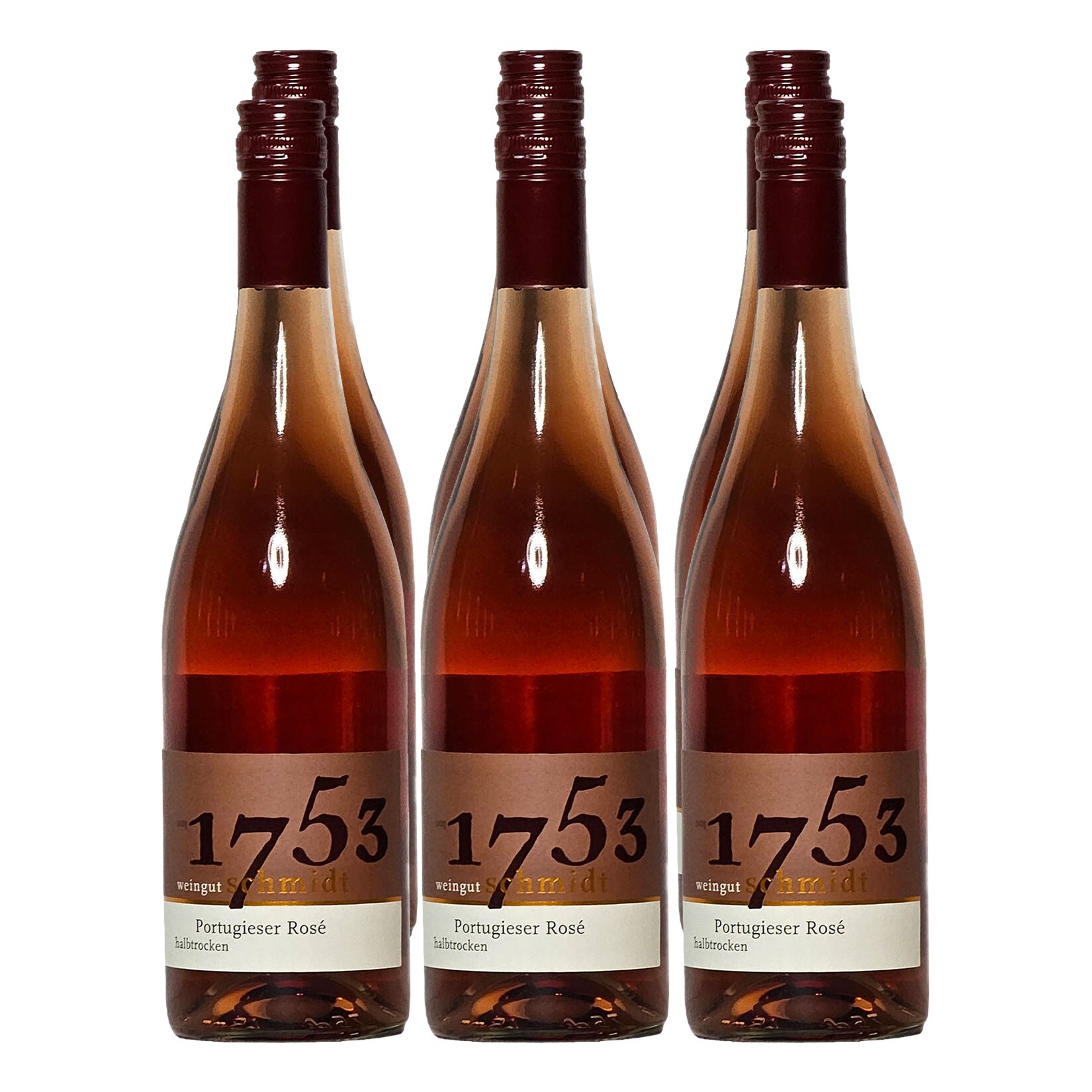 Netto Wein-Angebote - Weingut Schmidt 2023er Portugieser Rosé halbtrocken 11,0 % vol 6 x 0,75 Liter