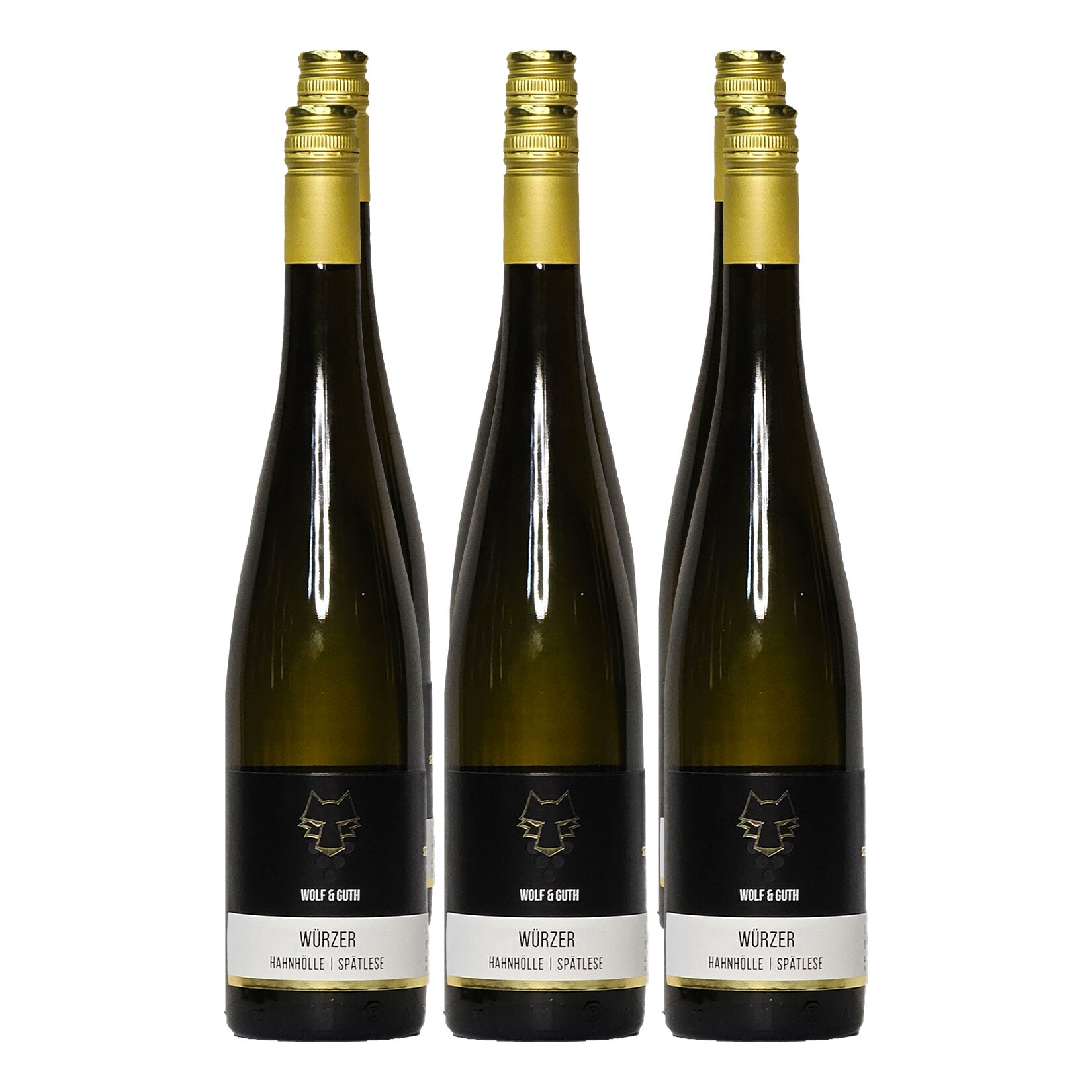 Netto Wein-Angebote - Weingut Wolf & Guth 2022er Niedermoscheler Hahnhölle Würzer Spätlese 10,0 % vol 6 x 0,75 Liter