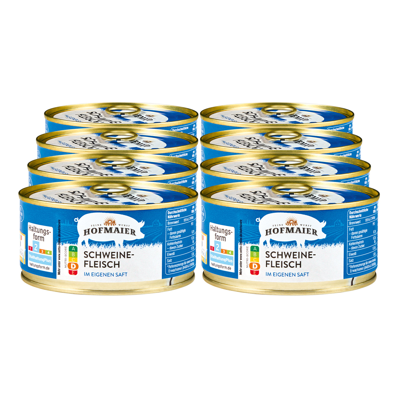 Hofmaier Schweinefleisch im eigenen Saft 300 g Abtropfgewicht, 8er Pack - Bild 1